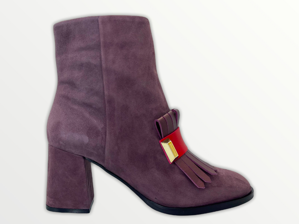The Luksor Rose Suede Leather Block Heel Boot