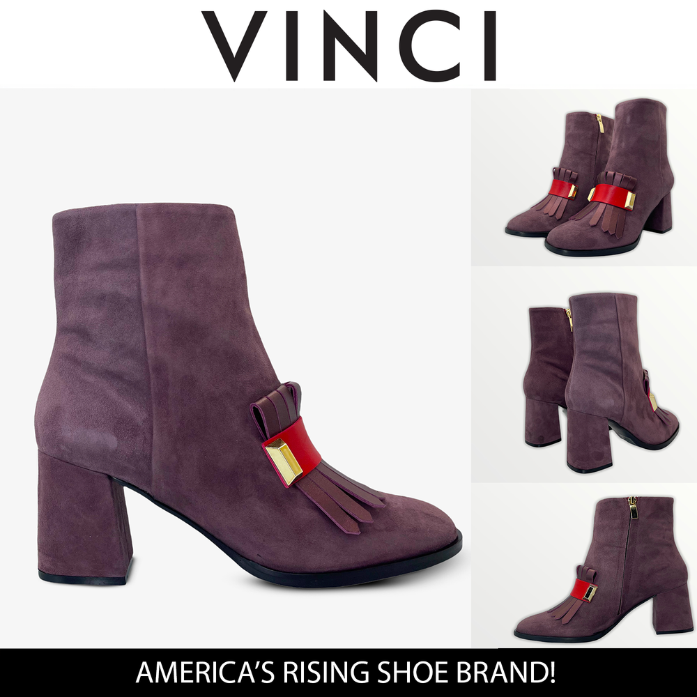 The Luksor Rose Suede Leather Block Heel Boot