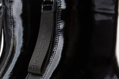 The Tackle Black Patent Leather Block Heel Boot