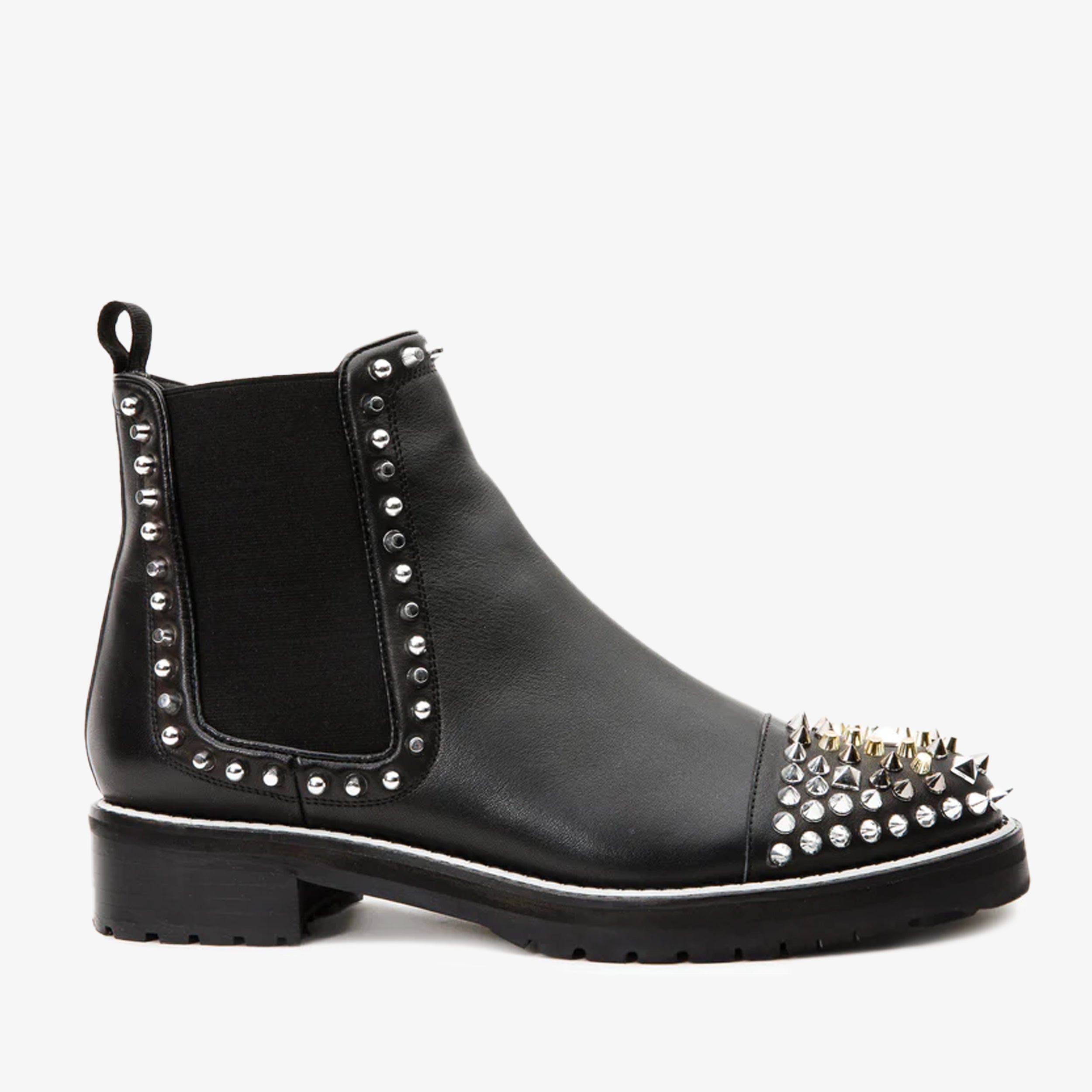 The Vuvulane Black Spike Leather Ankle Boot