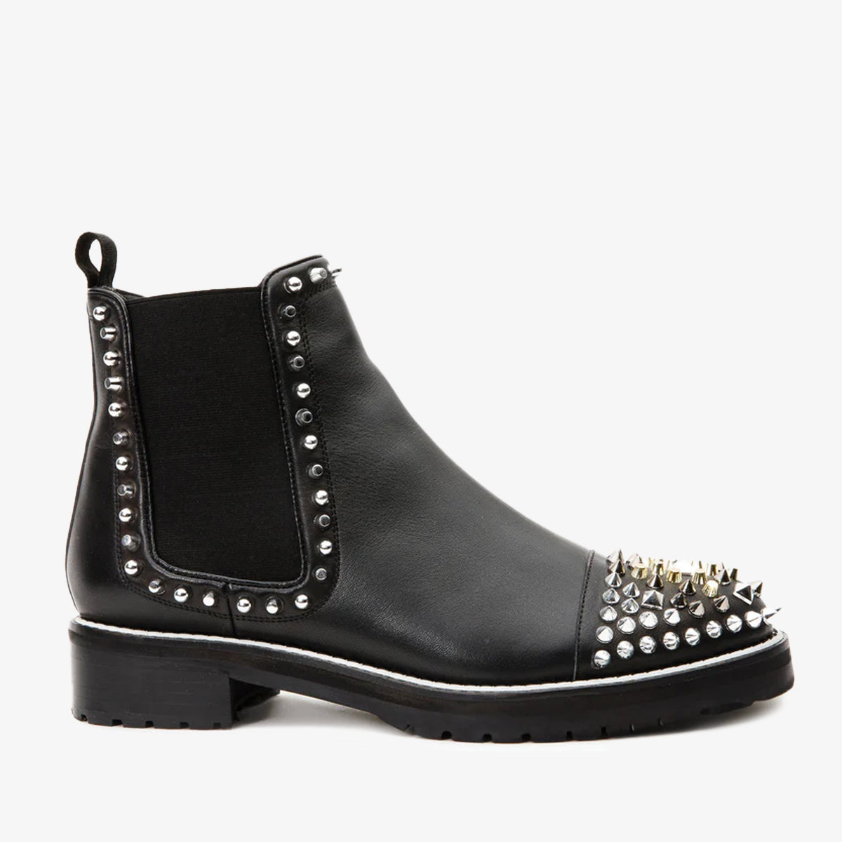 The Vuvulane Black Spike Leather Ankle Boot