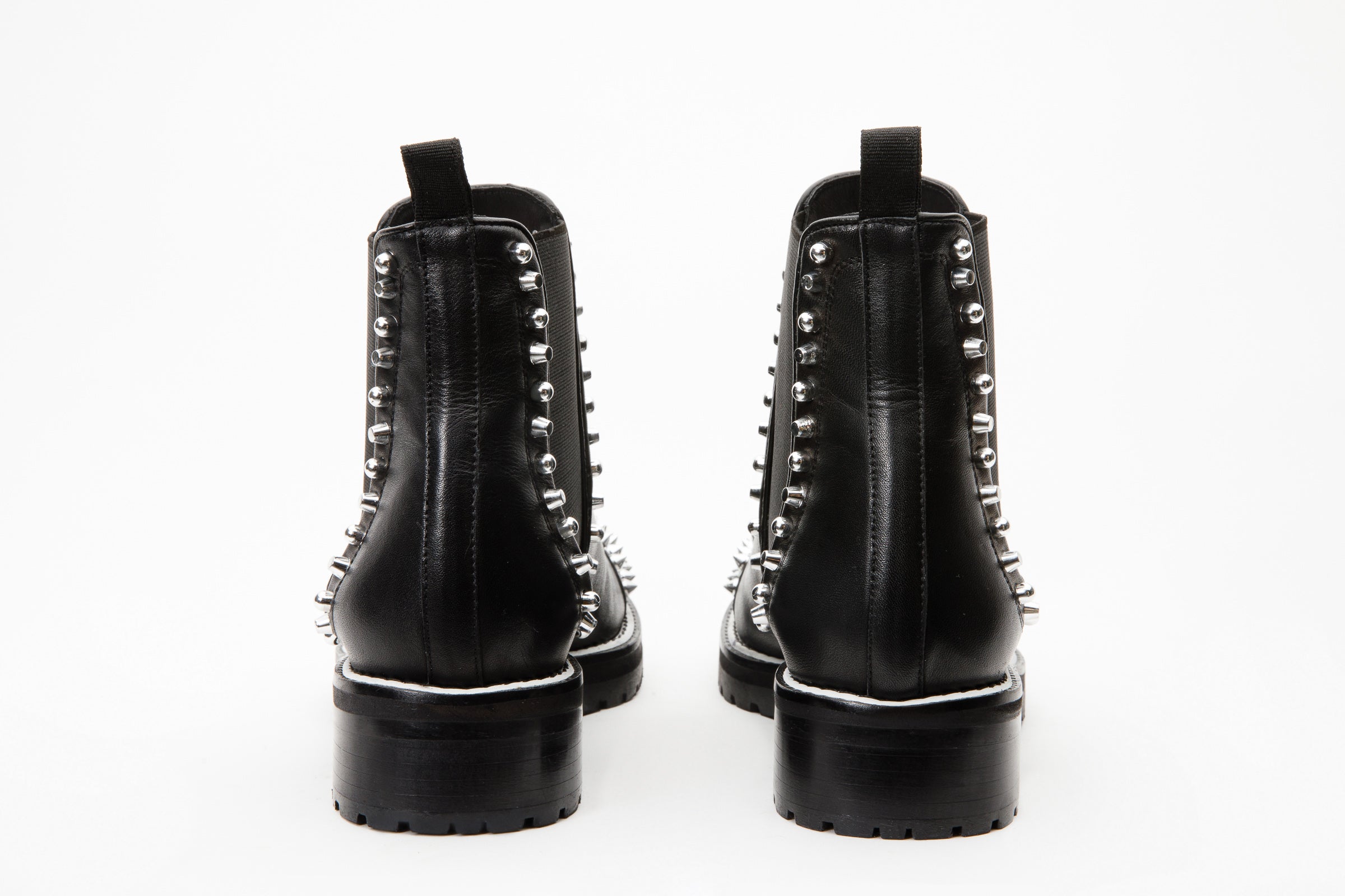 The Vuvulane Black Spike Leather Ankle Boot