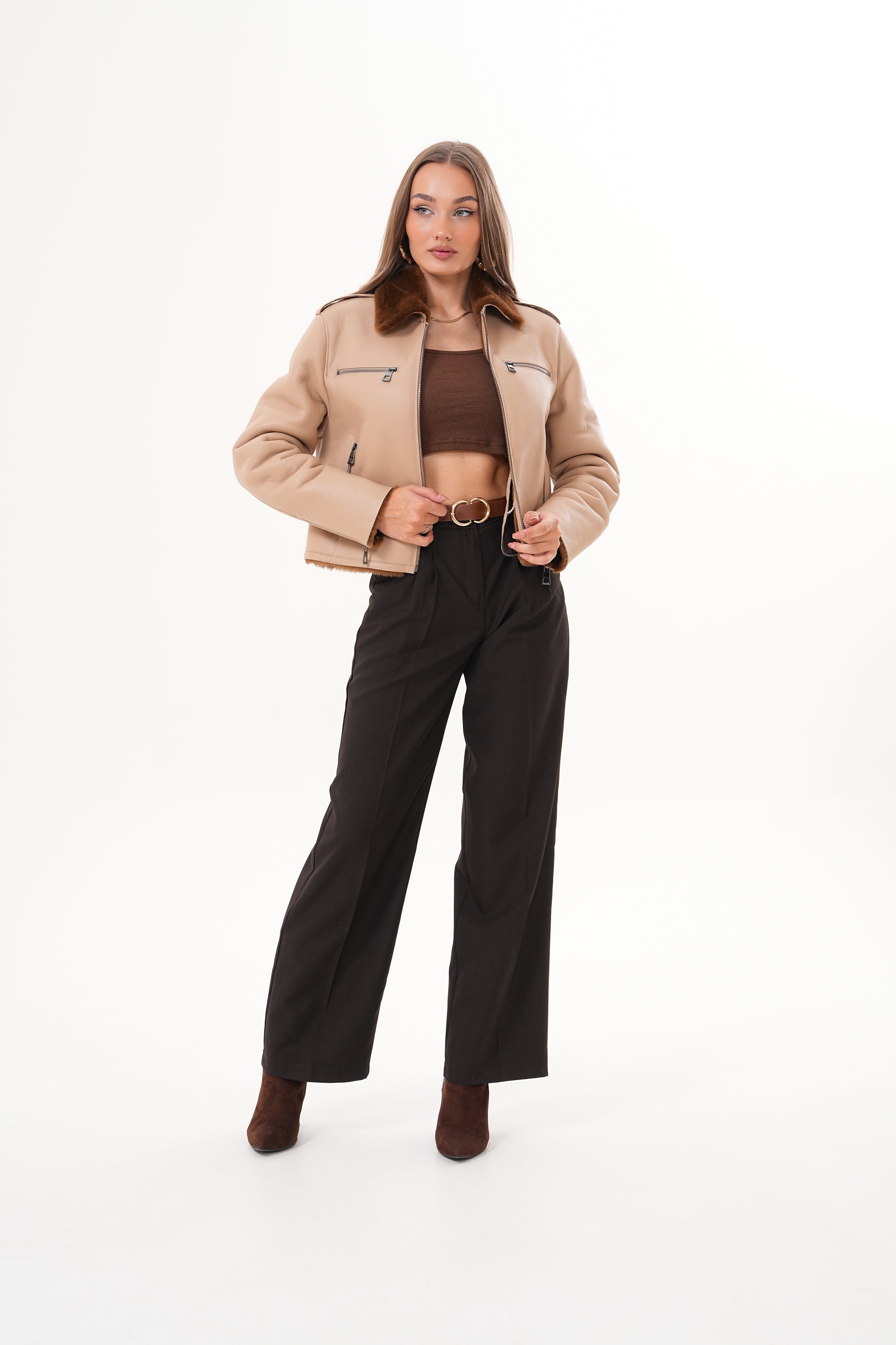 The Lucerne Tan Shearling-Lined Leather Jacket