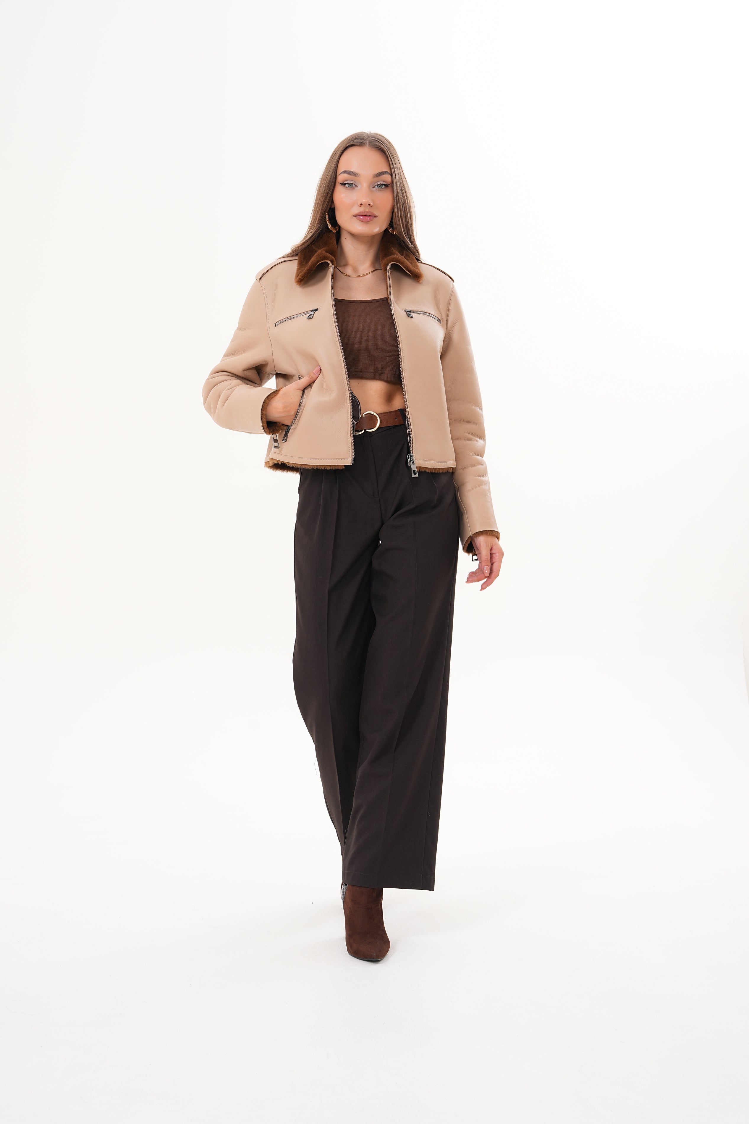 The Lucerne Tan Shearling-Lined Leather Jacket