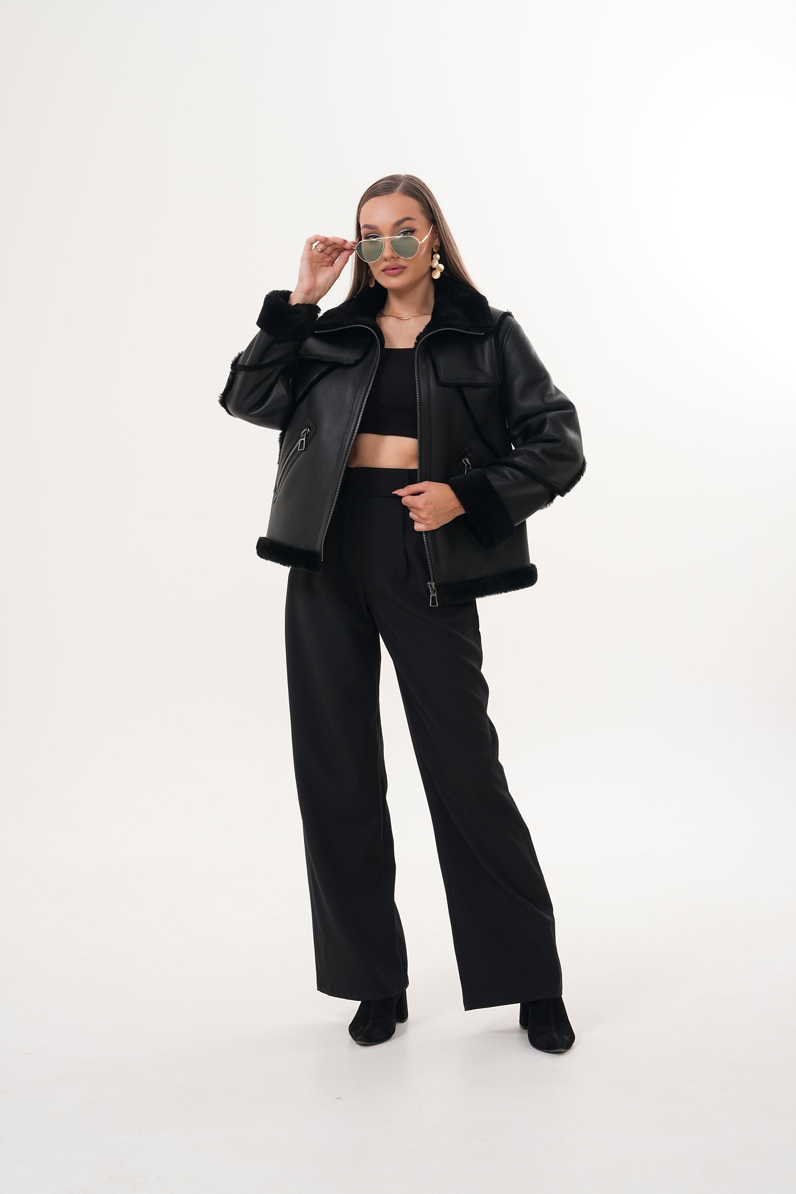 The Denali Black Shearling Leather Jacket