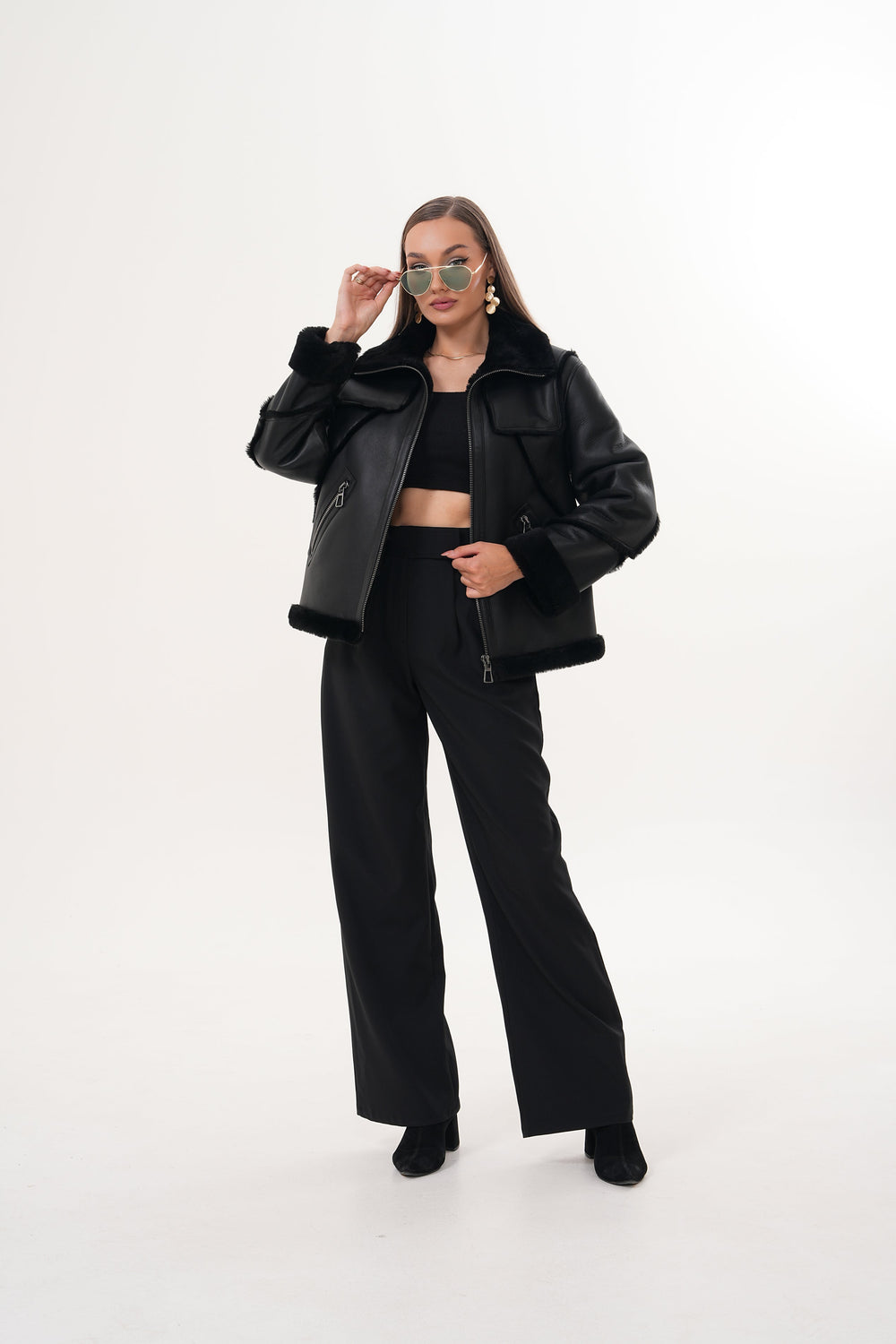 The Denali Black Shearling Leather Jacket