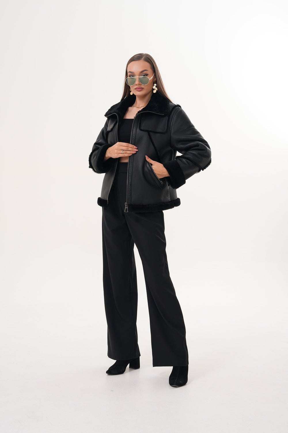 The Denali Black Shearling Leather Jacket