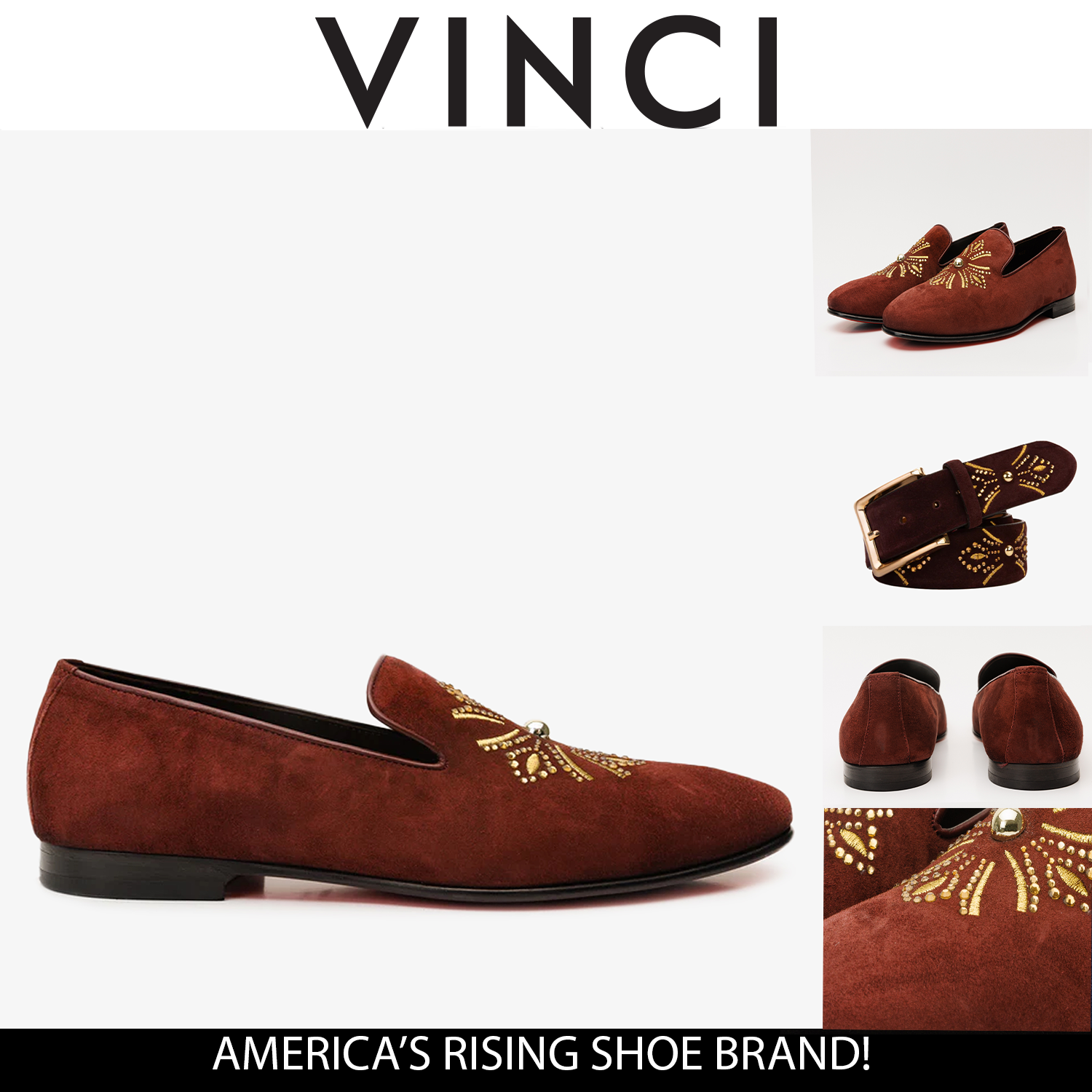 The Lazio Shoe Burgundy Suede Slip-on  Loafer Shoe