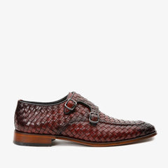 The Turan Burgundy Woven Double Monk Strap Dress  Shoe
