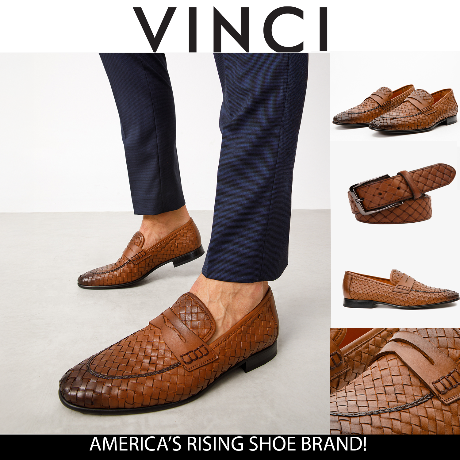 The Grand Woven Leather Tan Shoe Penny Loafer