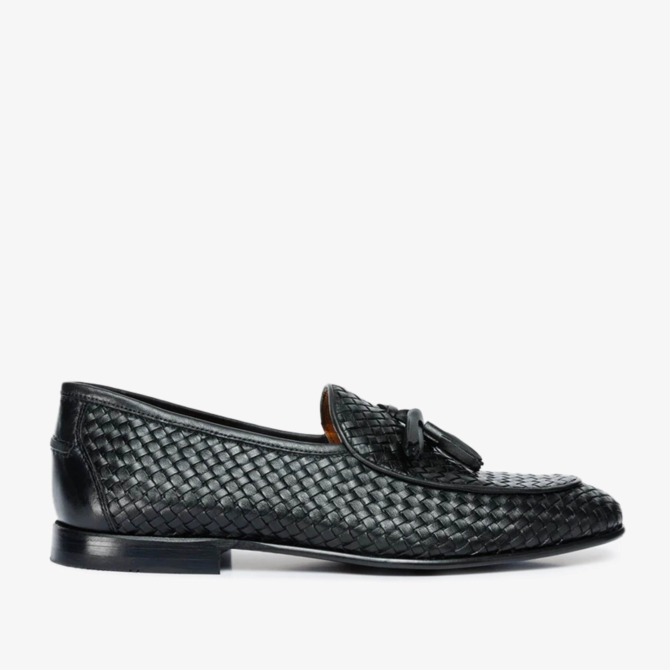 The Mclean Shoe Black Leather Woven Tassel Loafer  Shoe