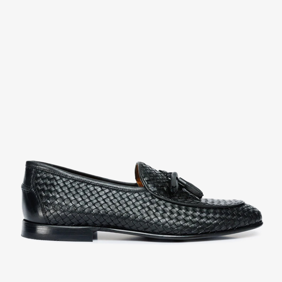 The Mclean Shoe Black Leather Woven Tassel Loafer  Shoe