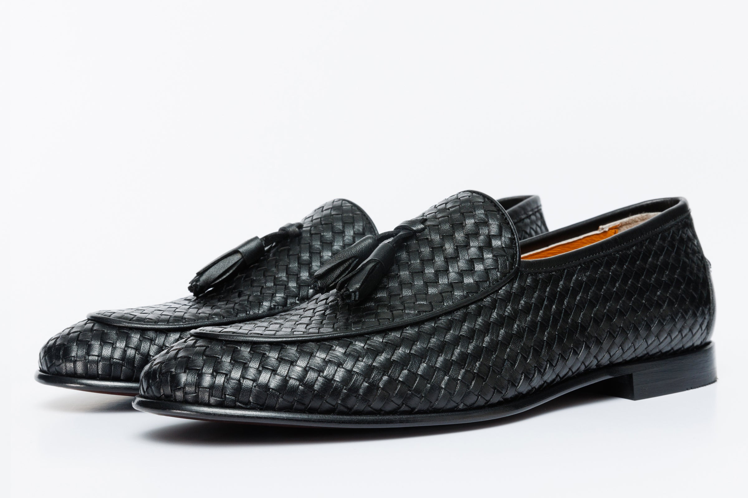 The Mclean Shoe Black Leather Woven Tassel Loafer  Shoe