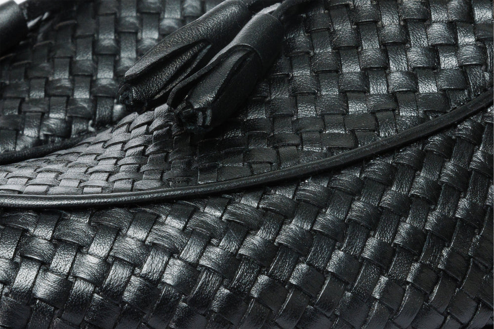 The Mclean Shoe Black Leather Woven Tassel Loafer  Shoe
