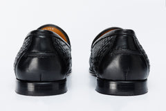 The Mclean Shoe Black Leather Woven Tassel Loafer  Shoe