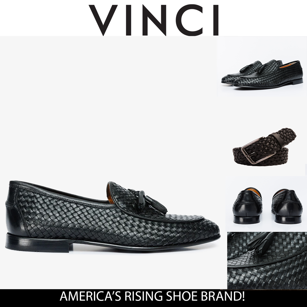 The Mclean Shoe Black Leather Woven Tassel Loafer  Shoe