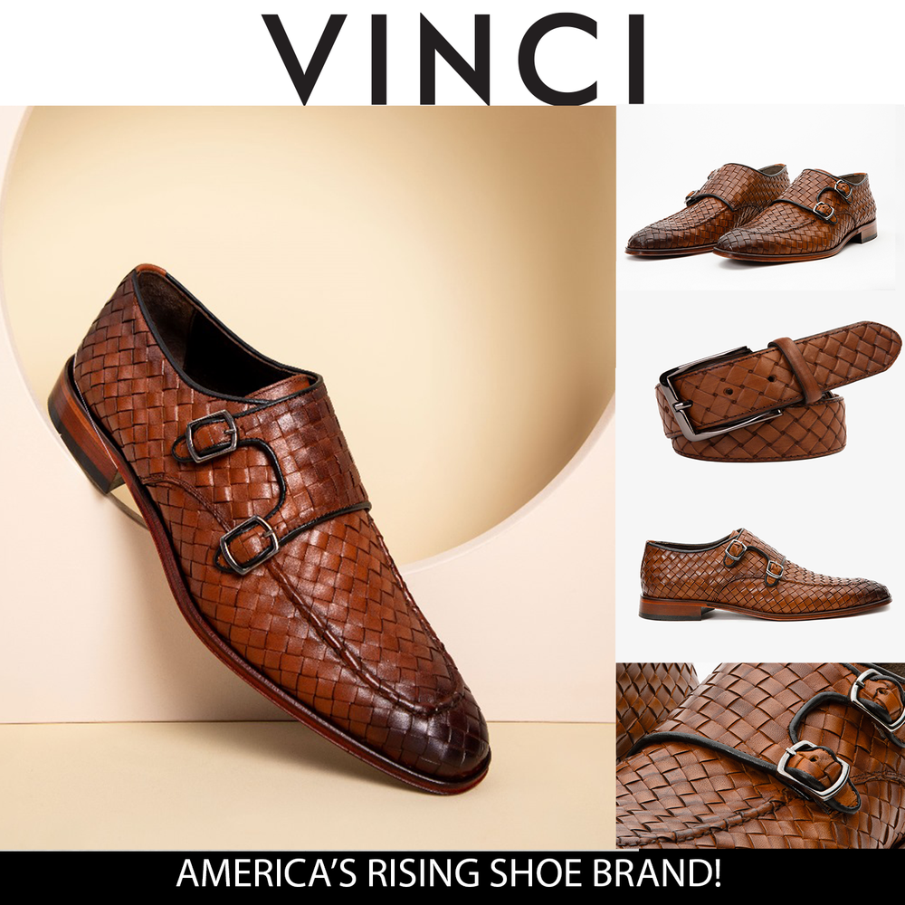 The Turan Brown Woven Double Monk Strap Dress Shoe