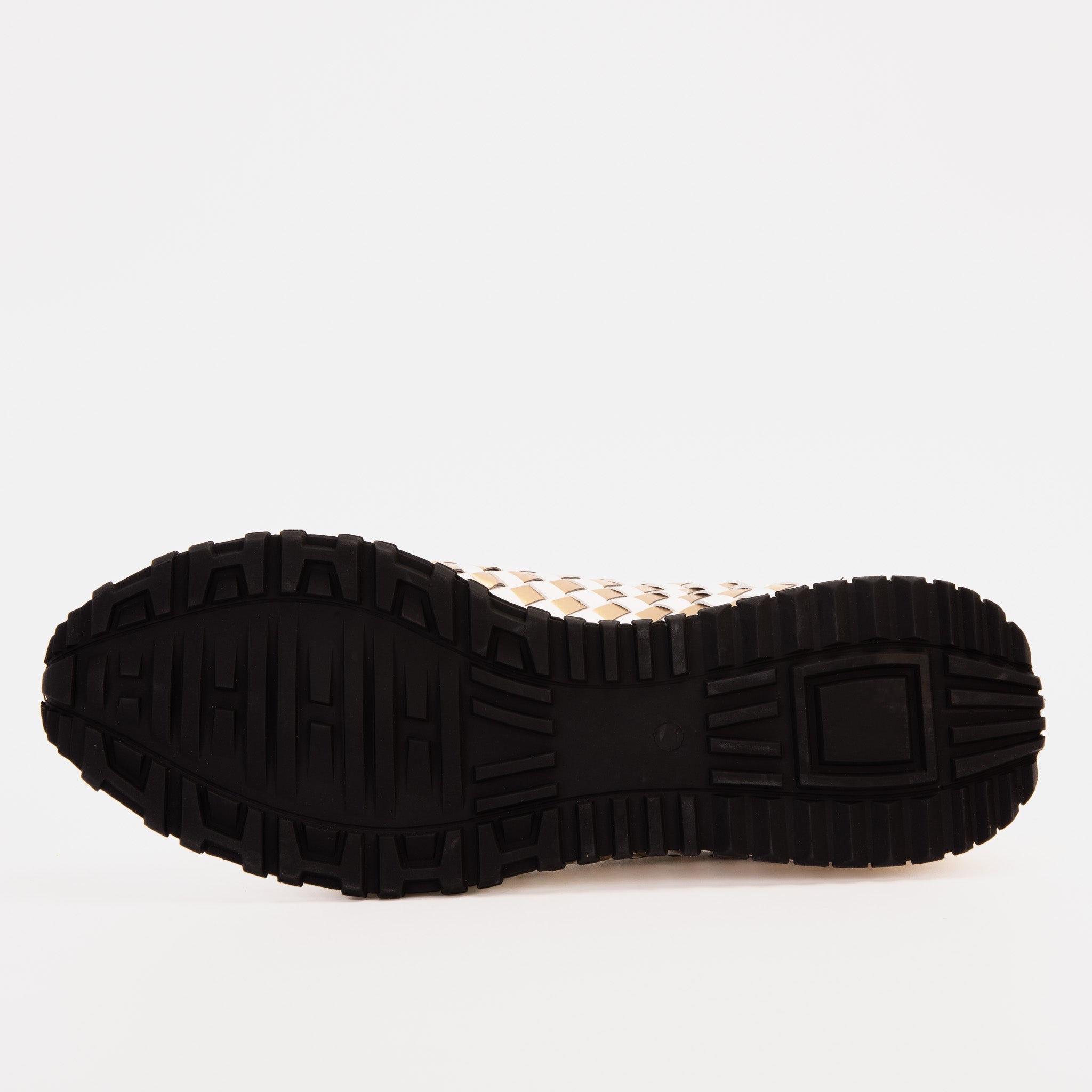 The Mackenzie White Gold Woven Leather Sneaker