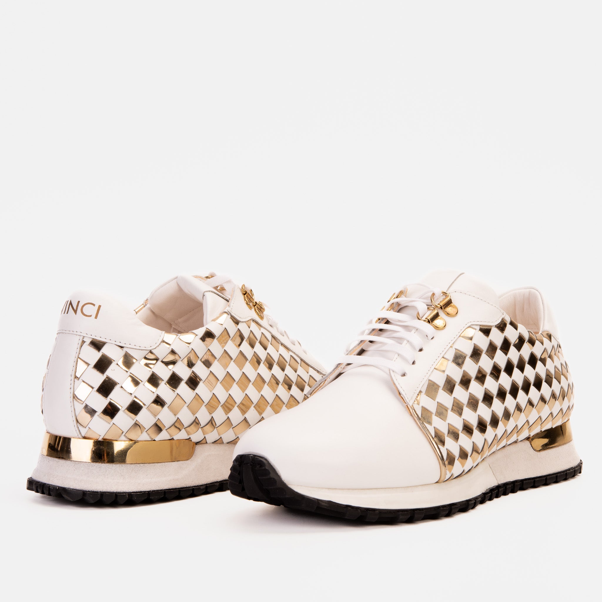 The Mackenzie White Gold Woven Leather Sneaker
