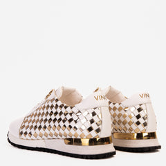 The Mackenzie White Gold Woven Leather Sneaker