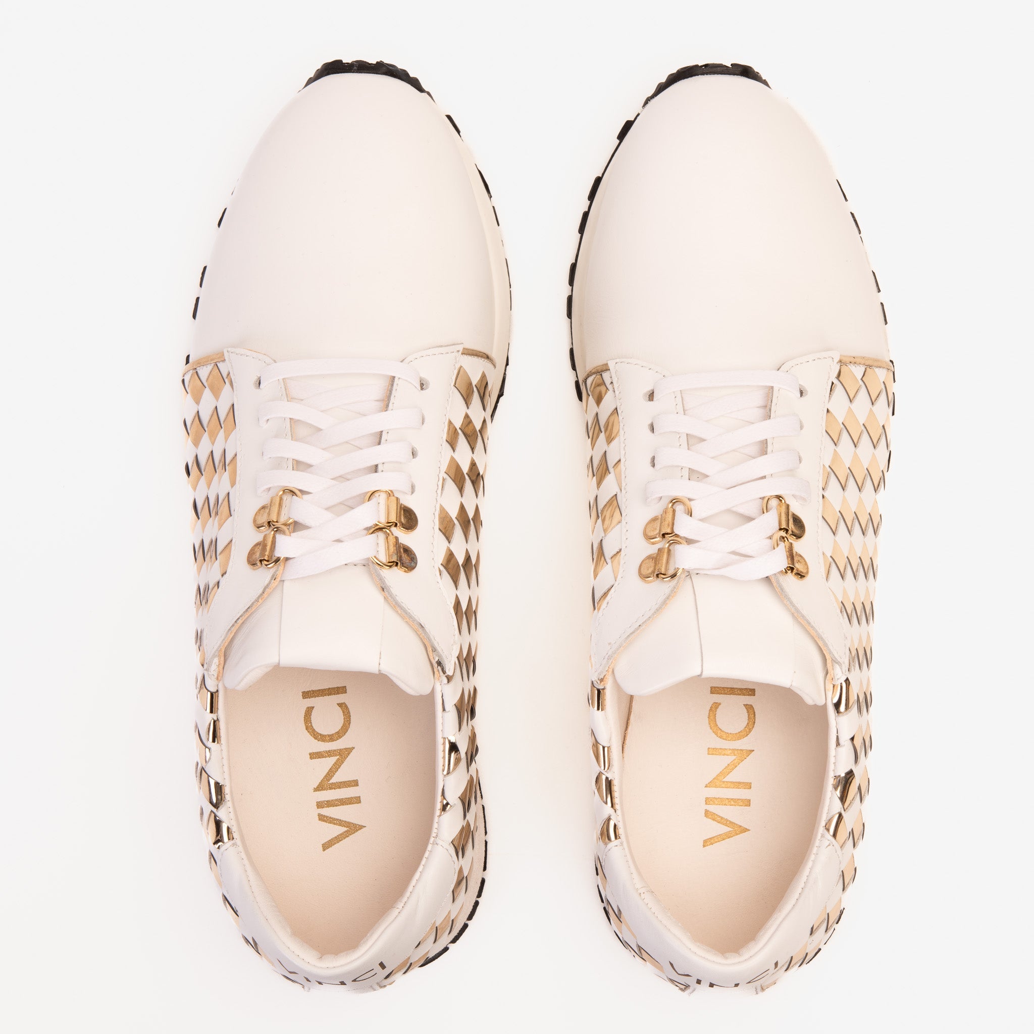 The Mackenzie White Gold Woven Leather Sneaker