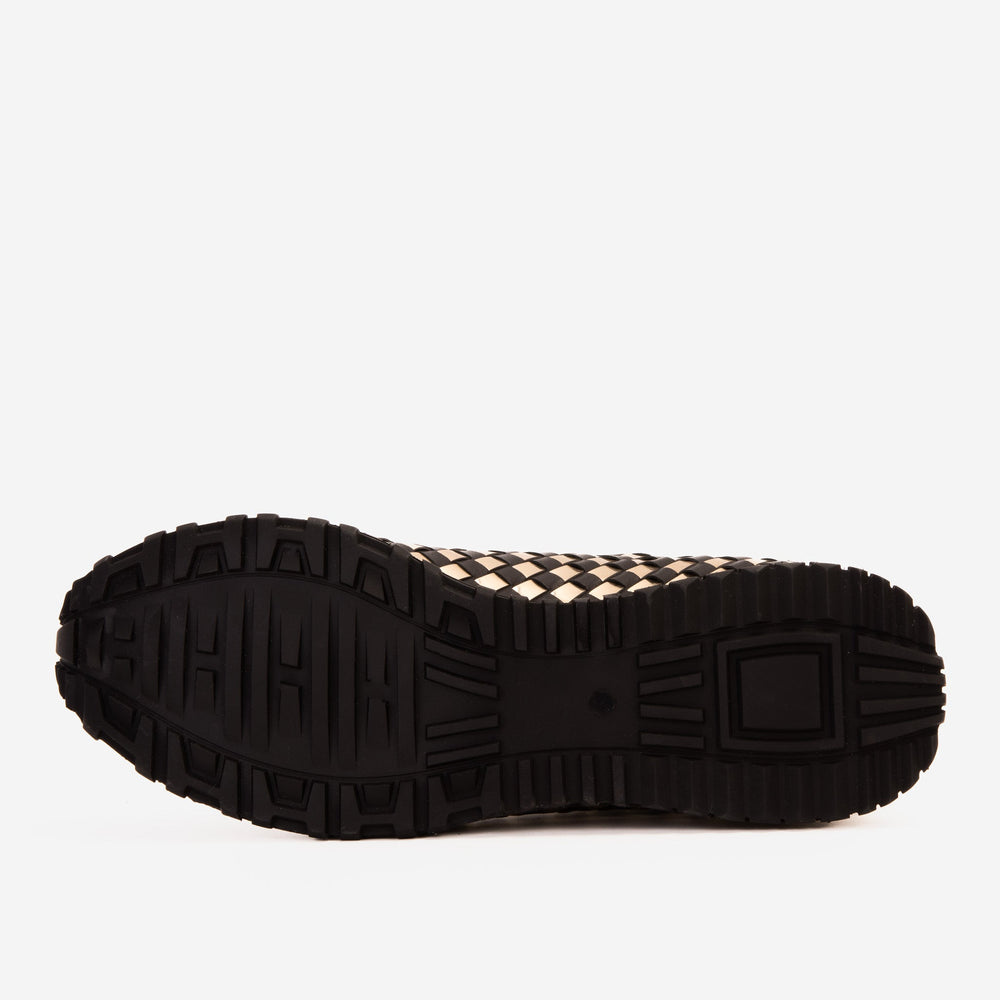 The Mackenzie Black Gold Woven Leather Sneaker