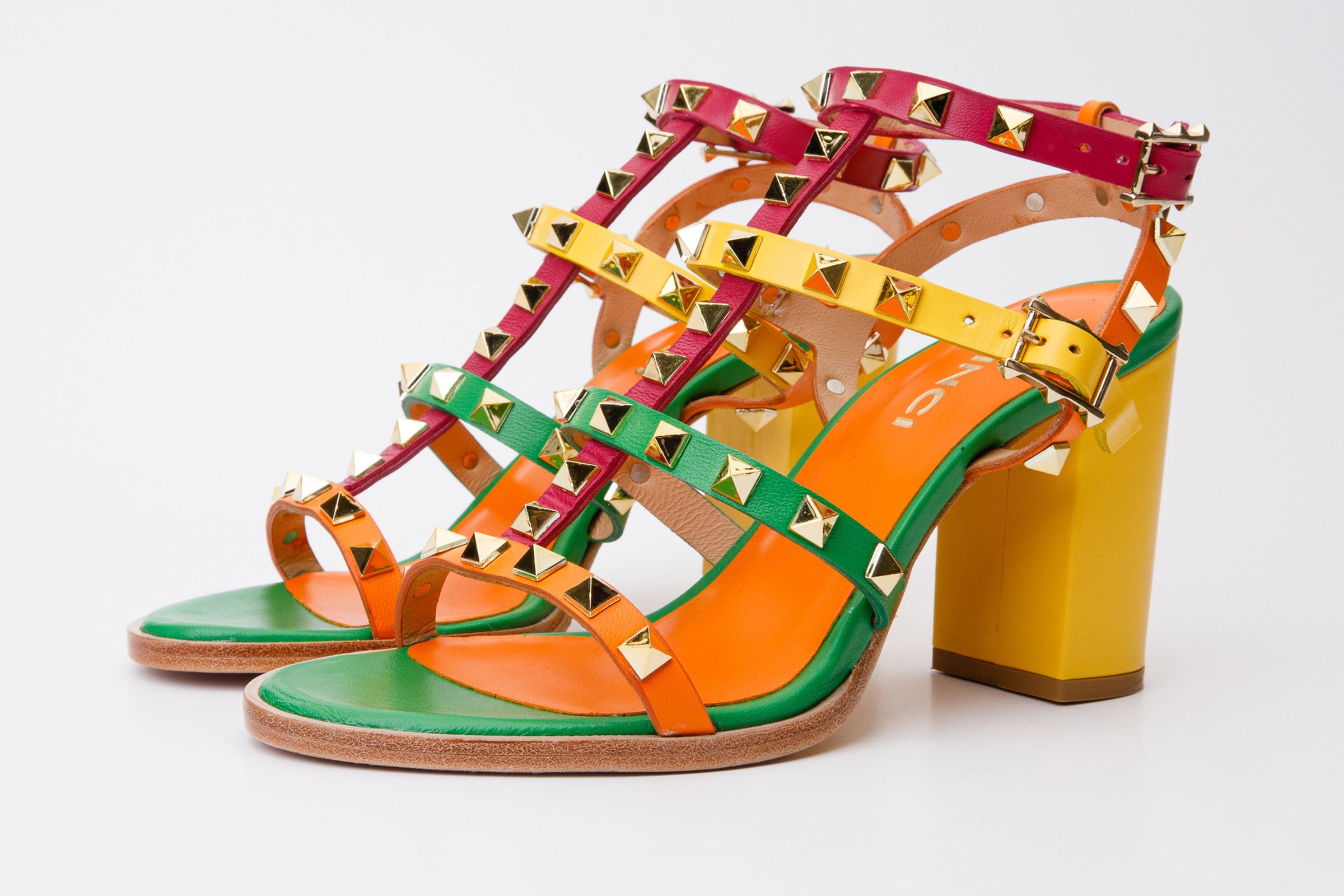 The Nejapa Block Heel Multicolor Leather Sandal