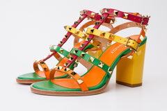 The Nejapa Block Heel Multicolor Leather Sandal