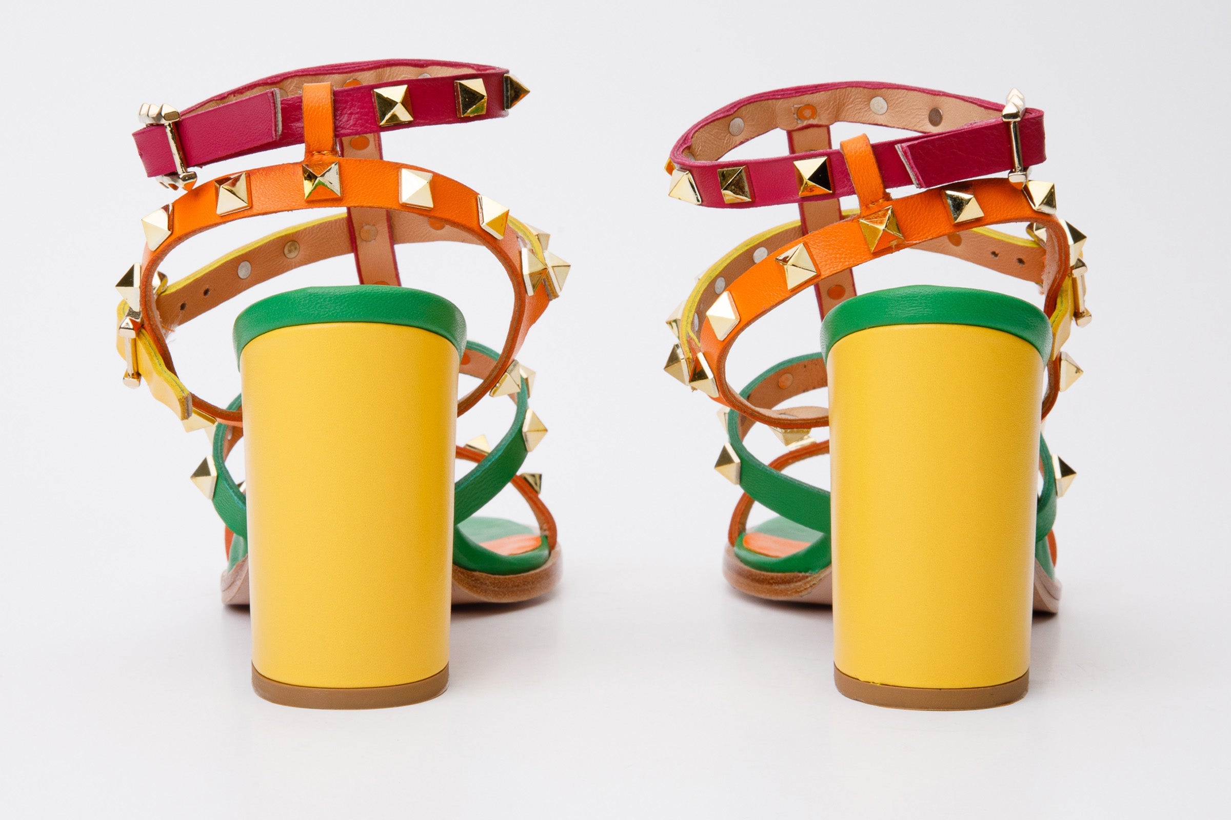 The Nejapa Block Heel Multicolor Leather Sandal
