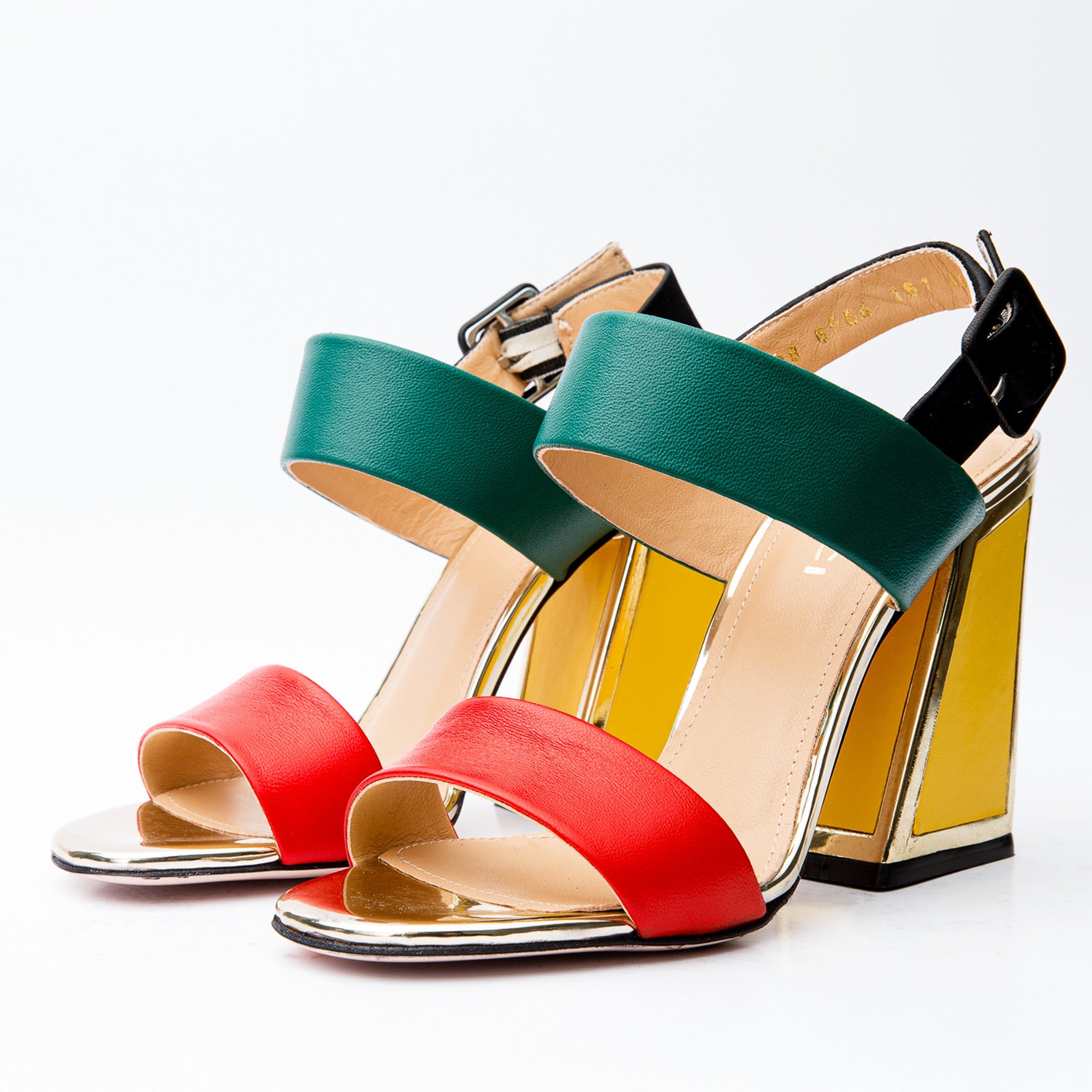 The Niger Block Heel Multicolor Leather Sandal