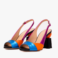 The Rize Multicolor Pumpkin Heel Leather Sandal
