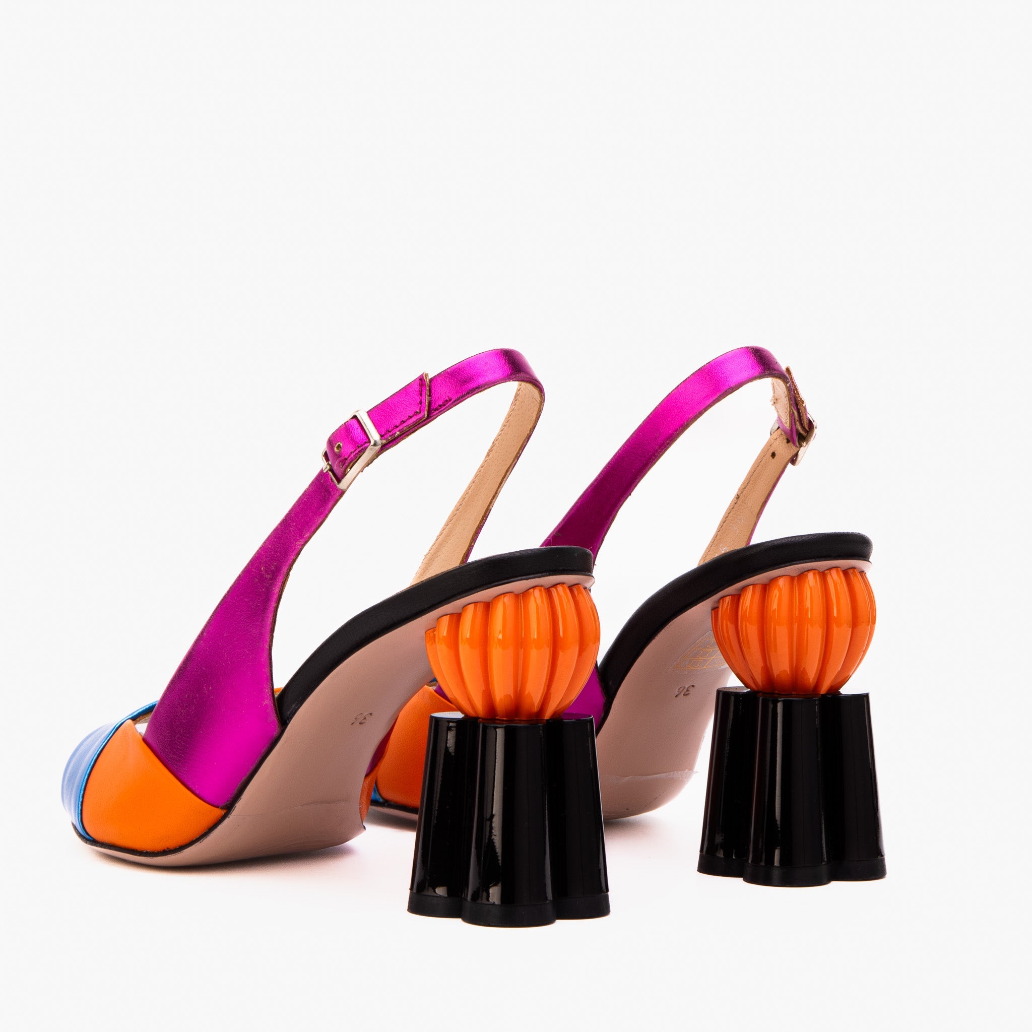 The Rize Multicolor Pumpkin Heel Leather Sandal