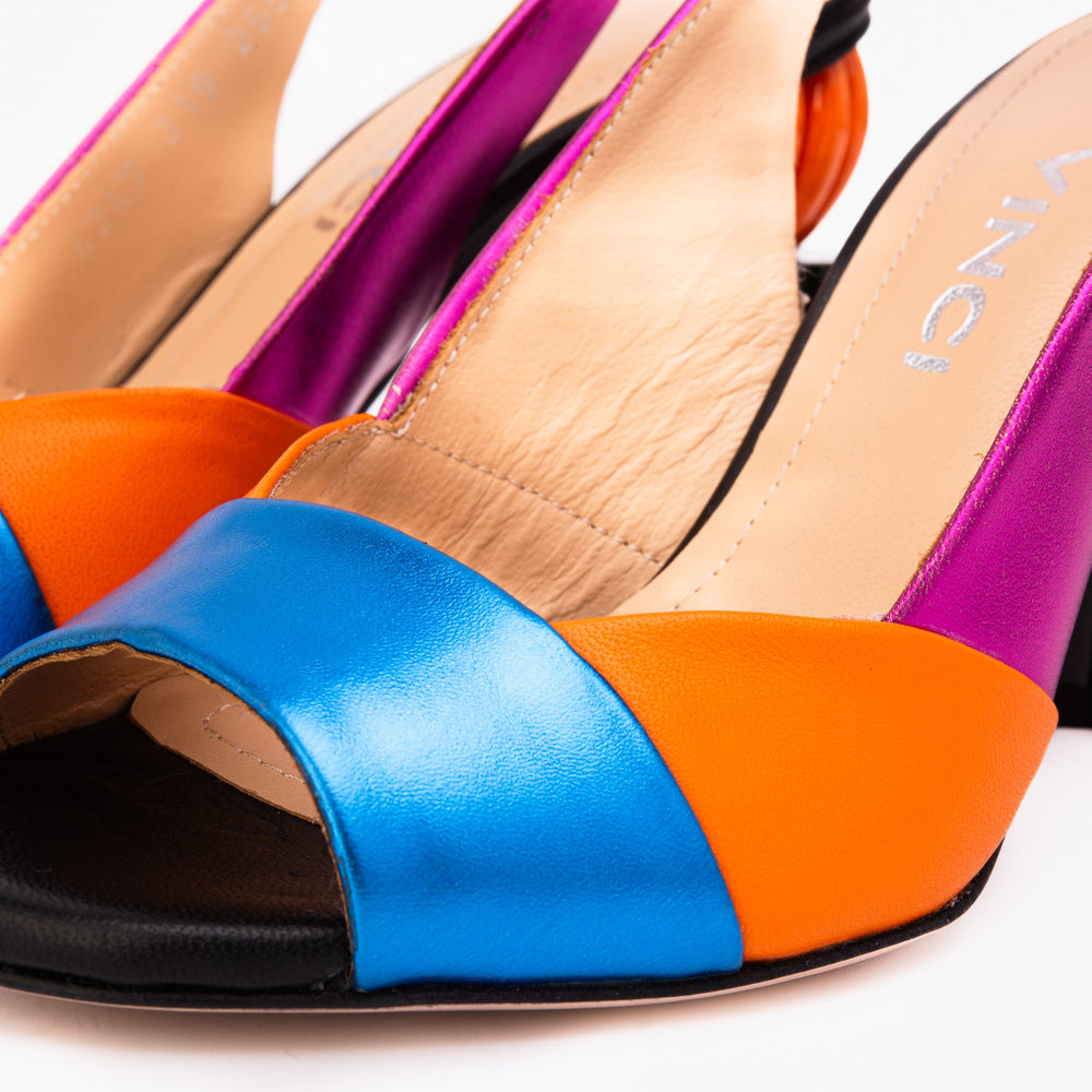 The Rize Multicolor Pumpkin Heel Leather Sandal