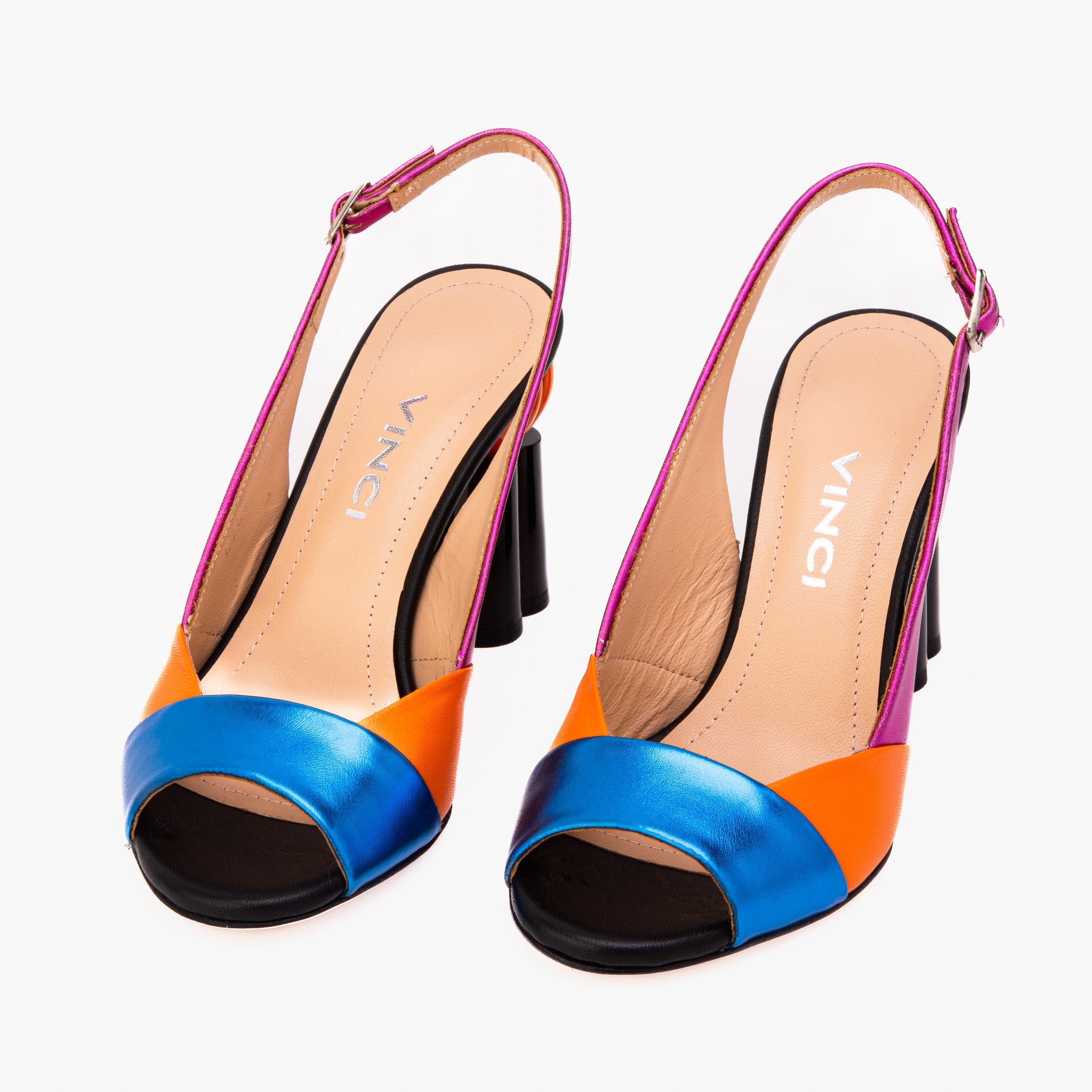 The Rize Multicolor Pumpkin Heel Leather Sandal
