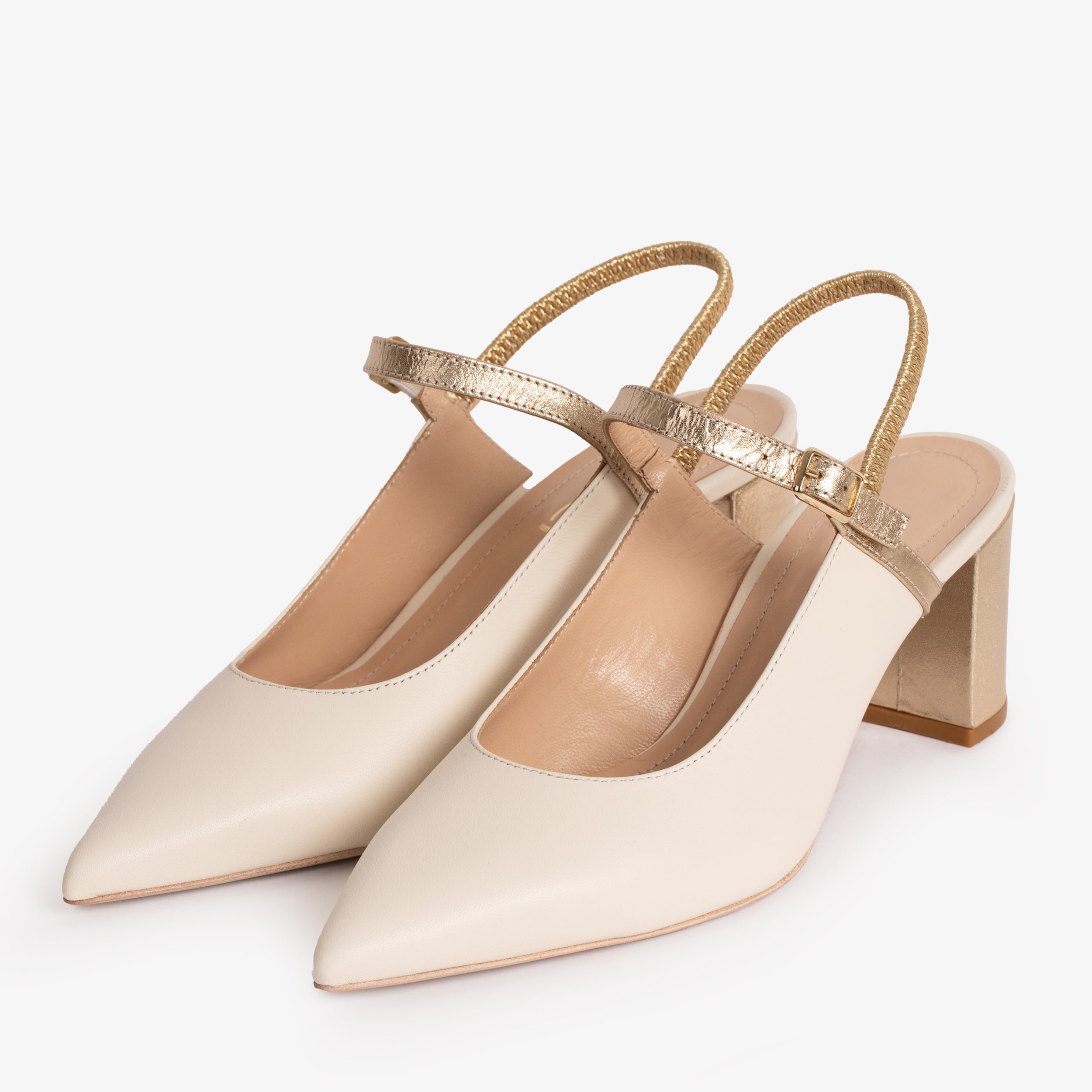The Pompei Cream Leather Slingback Sandal