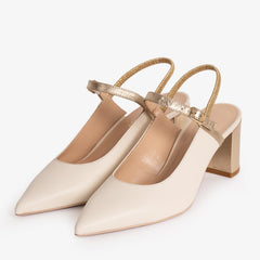 The Pompei Cream Leather Slingback Sandal
