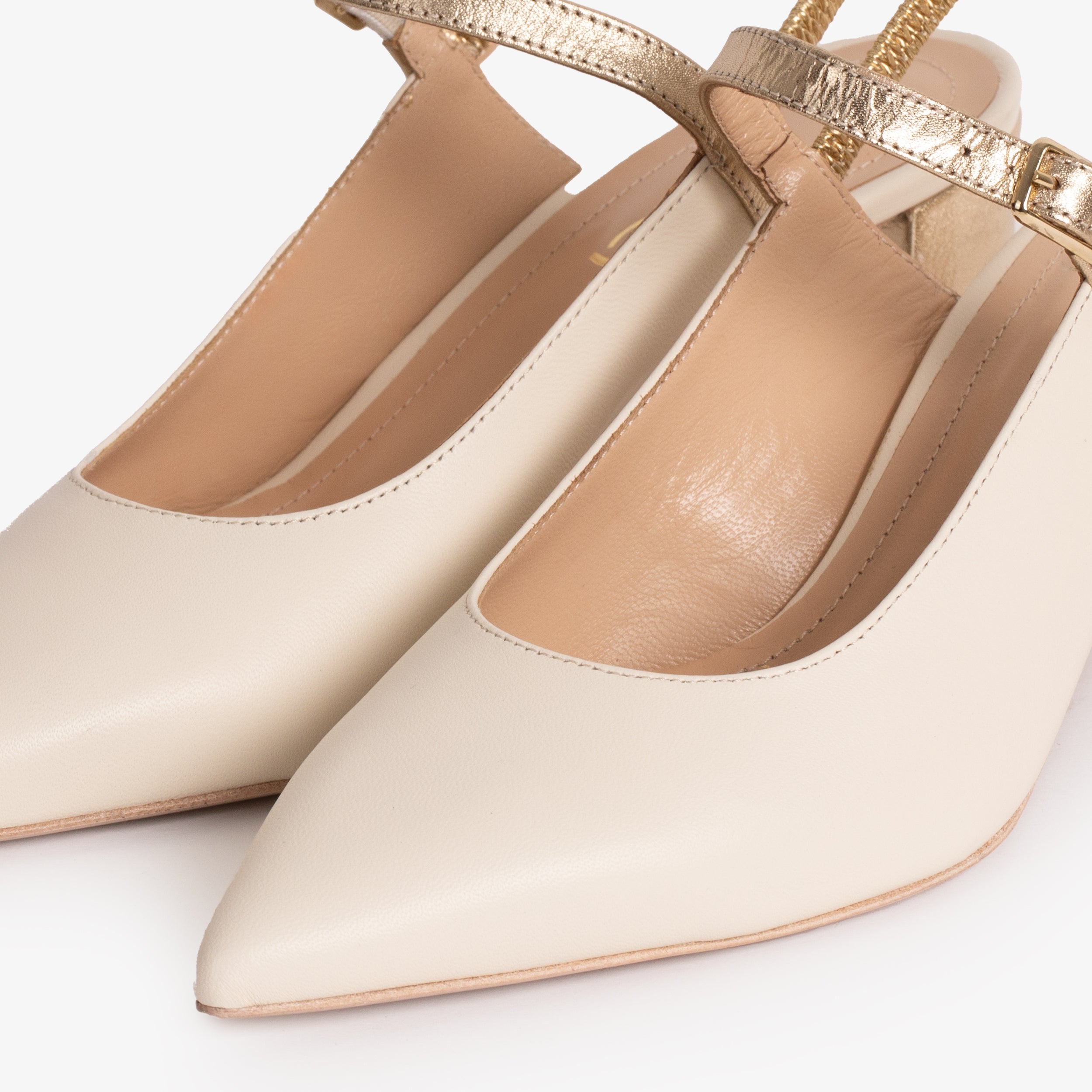 The Pompei Cream Leather Slingback Sandal