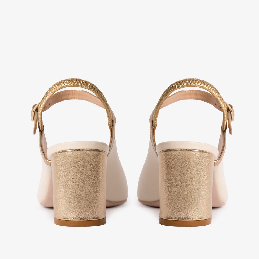 The Pompei Cream Leather Slingback Sandal