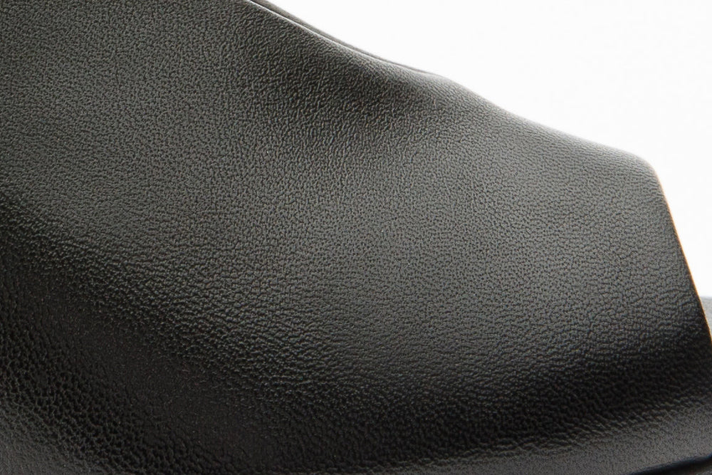 The Cimla Pumpkin Heel Black Leather Sandal