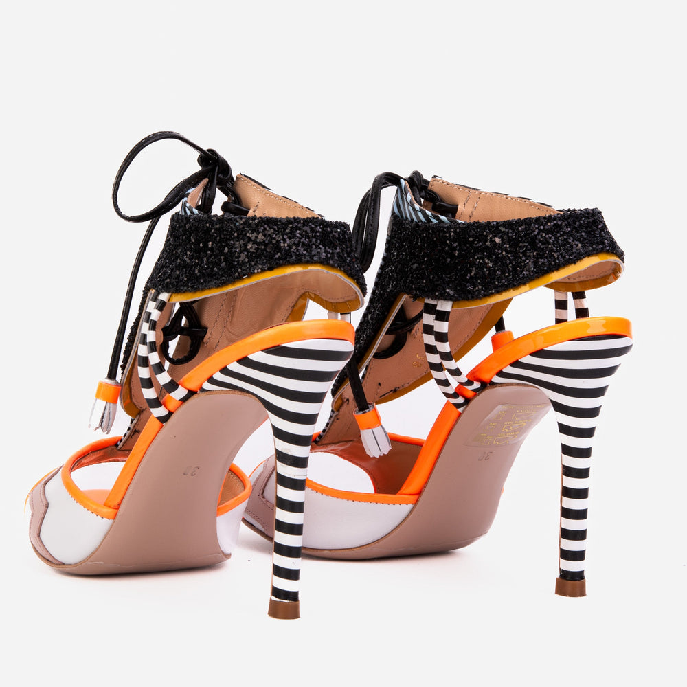 The Santa Amaro Orange Glitter Leather Sandal