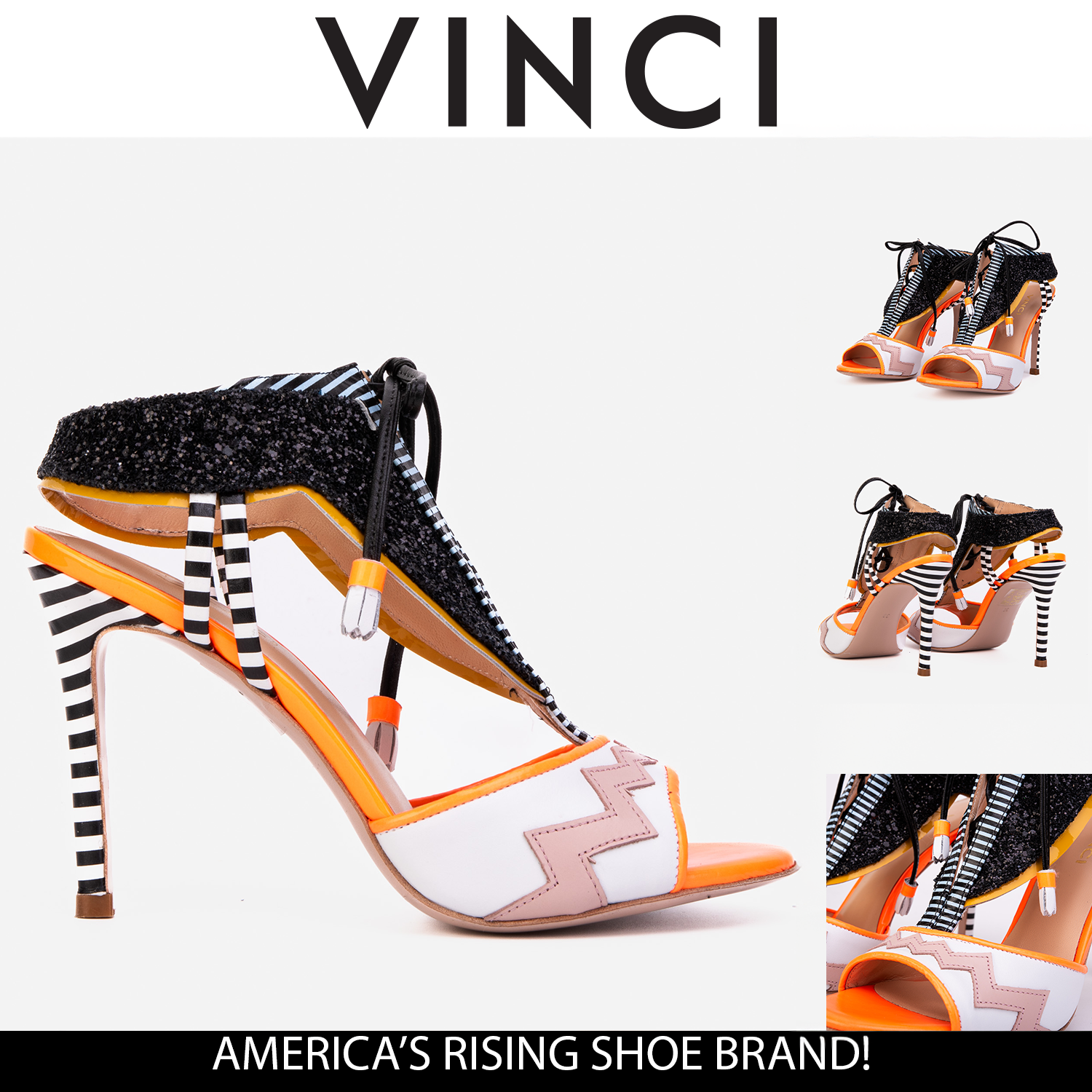 The Santa Amaro Orange Glitter Leather Sandal