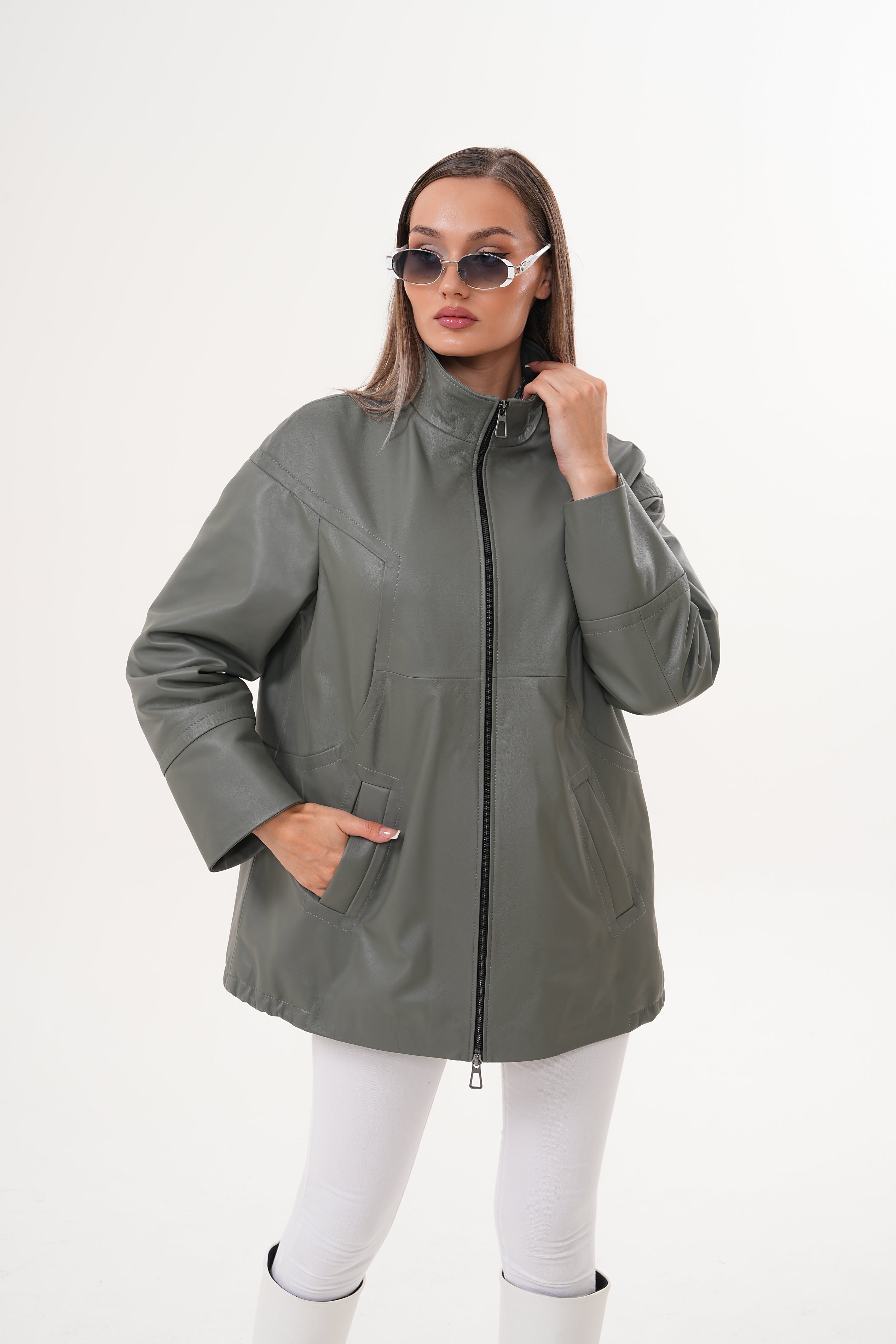 The Sierra Olive Green Leather Jacket