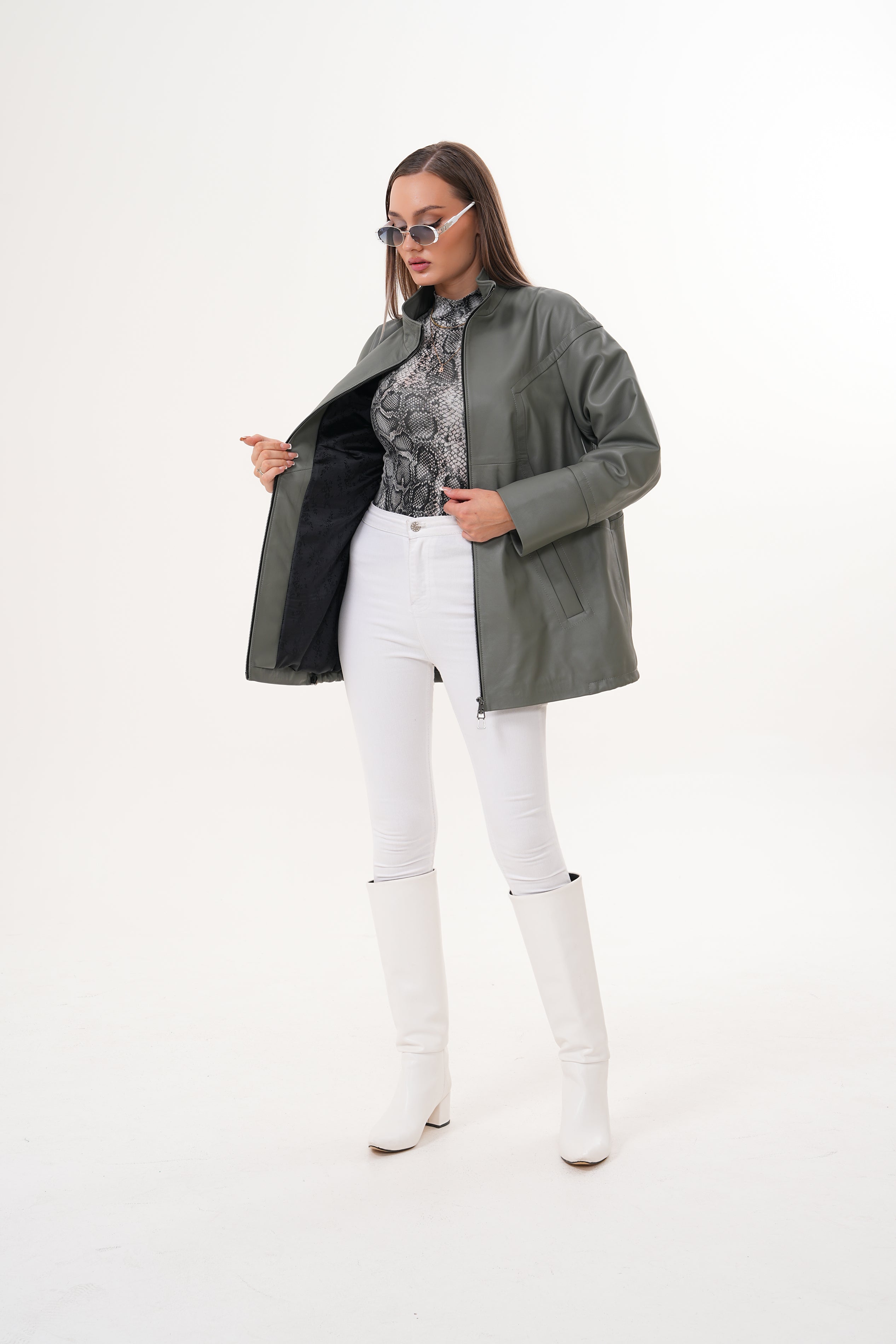 The Sierra Olive Green Leather Jacket