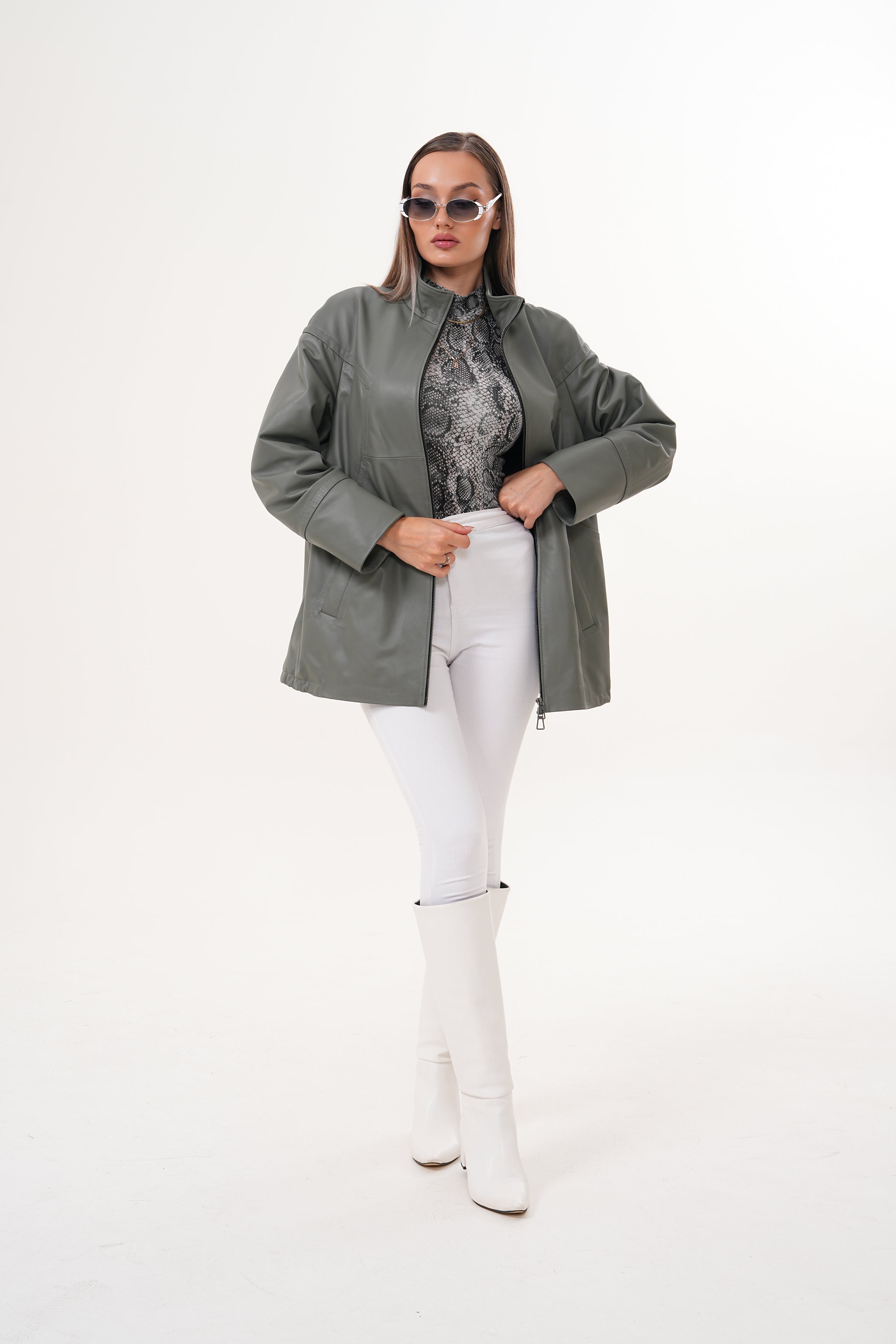 The Sierra Olive Green Leather Jacket