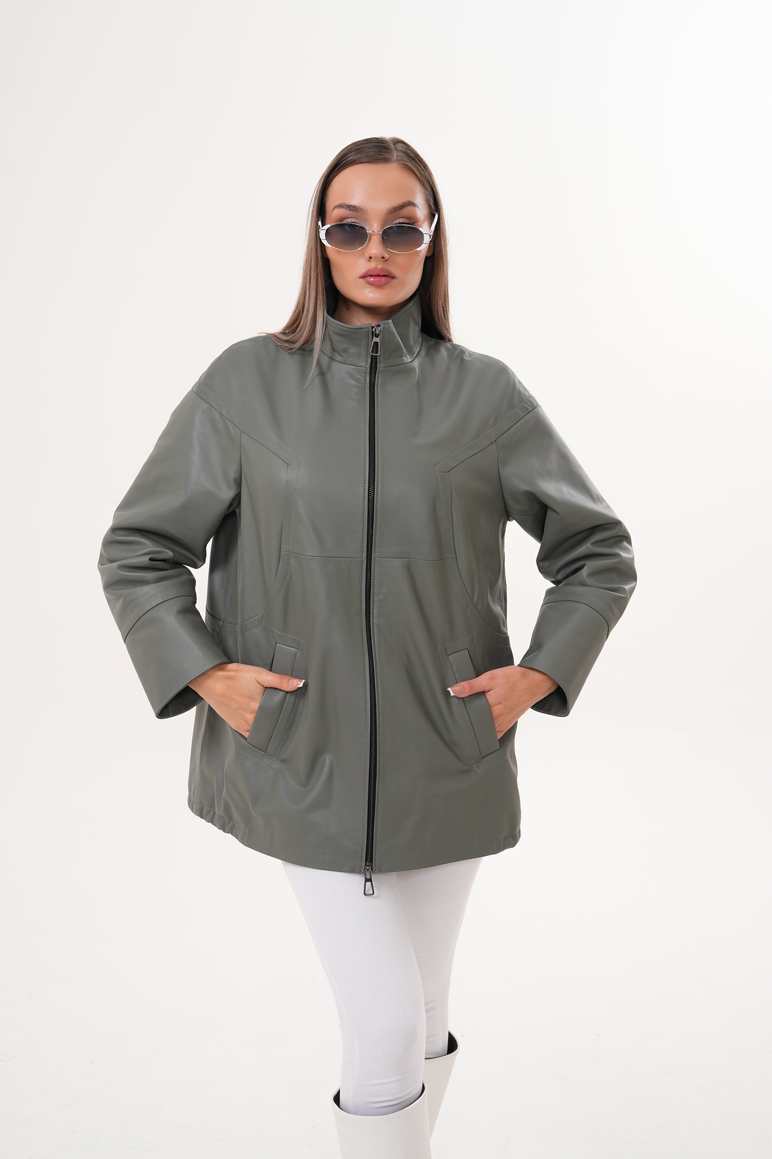 The Sierra Olive Green Leather Jacket