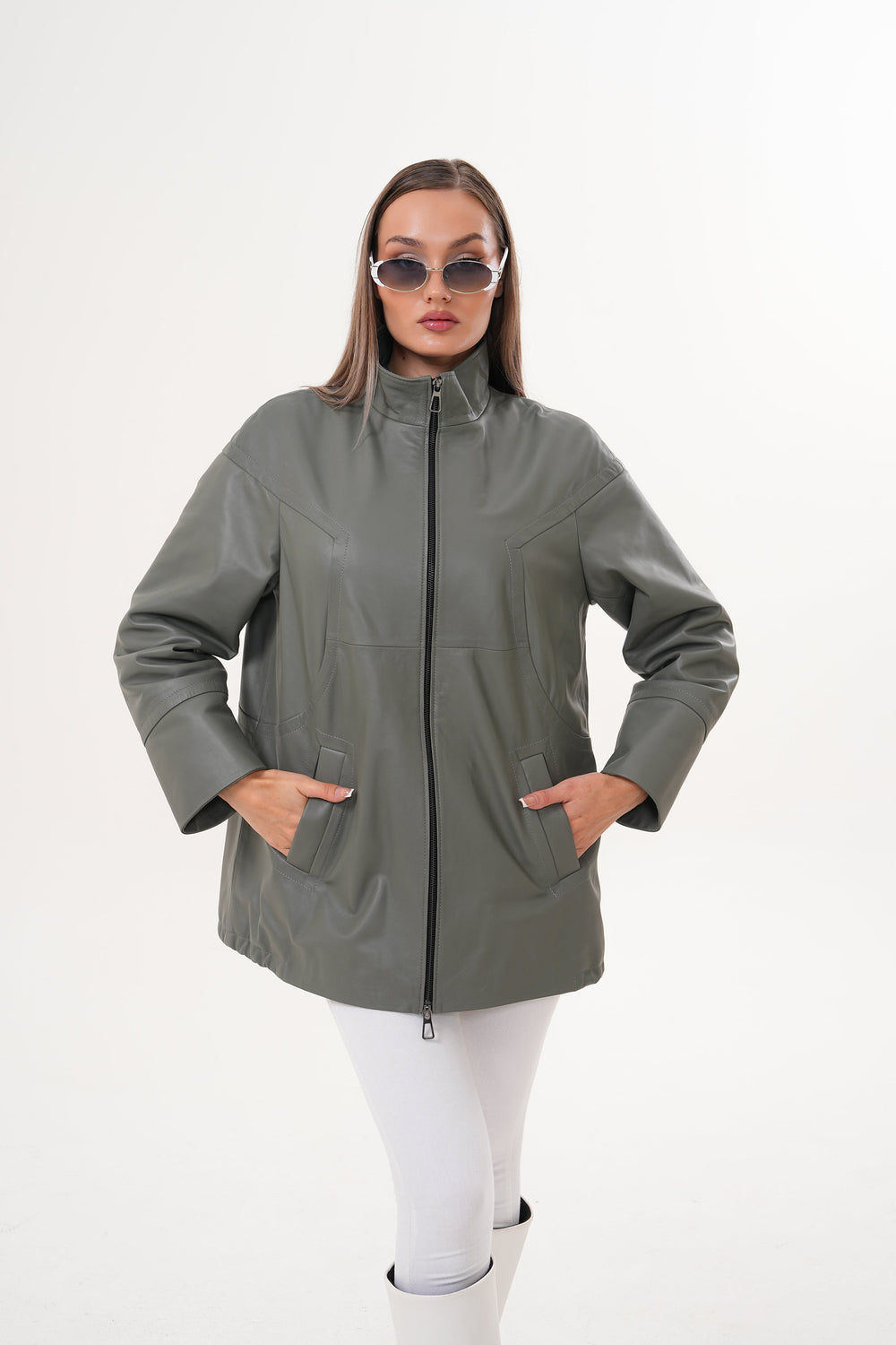 The Sierra Olive Green Leather Jacket