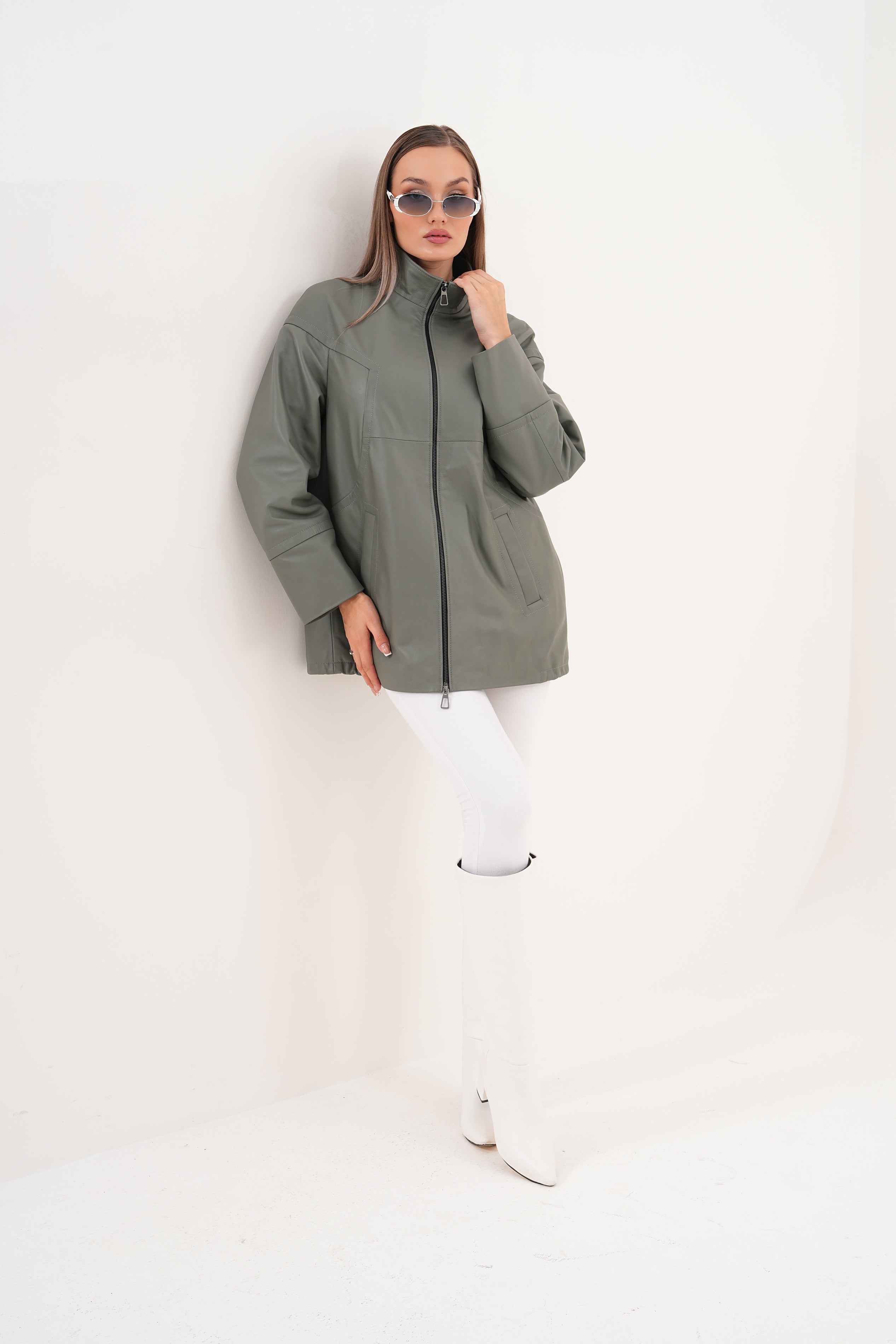 The Sierra Olive Green Leather Jacket