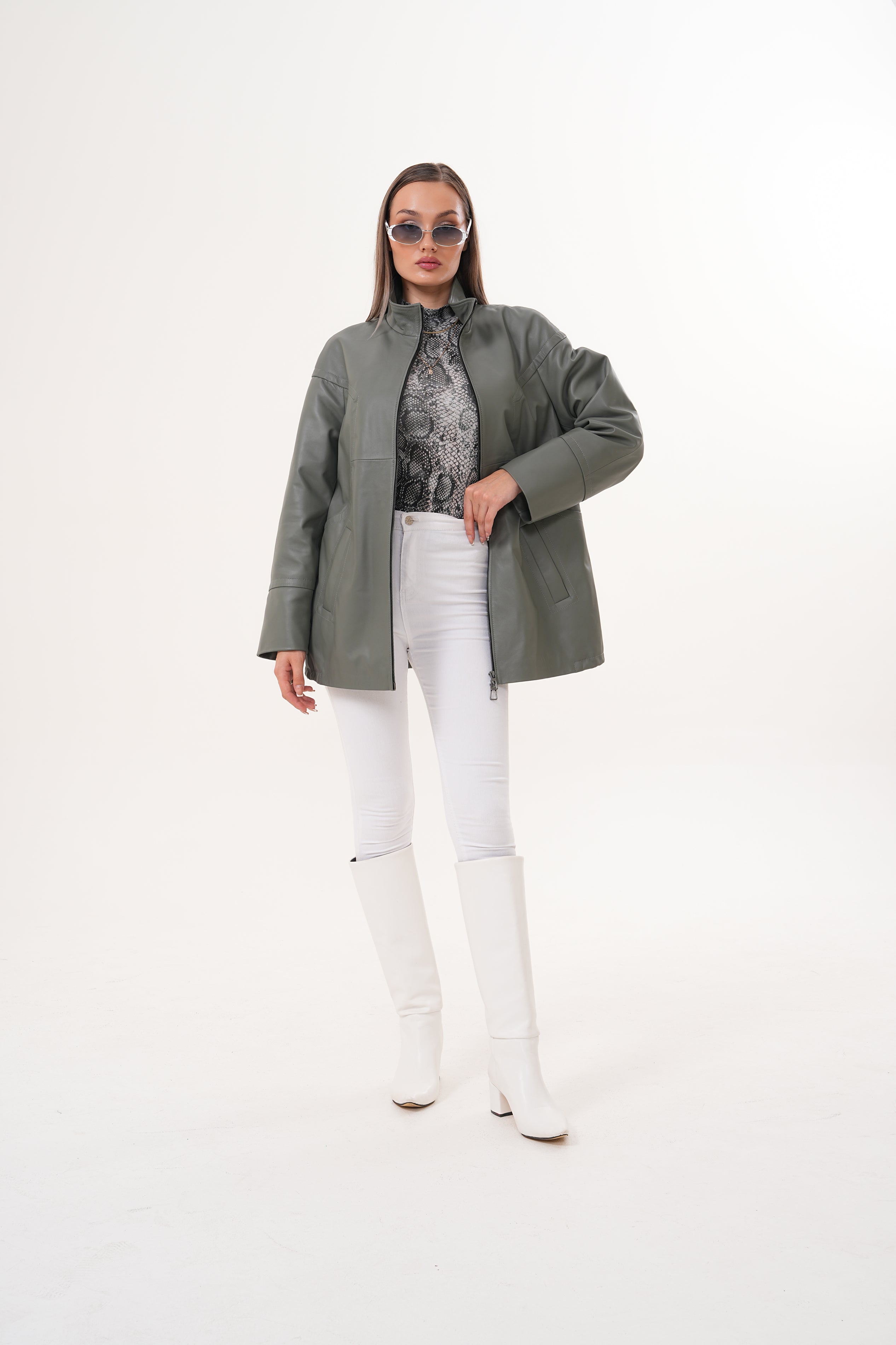 The Sierra Olive Green Leather Jacket