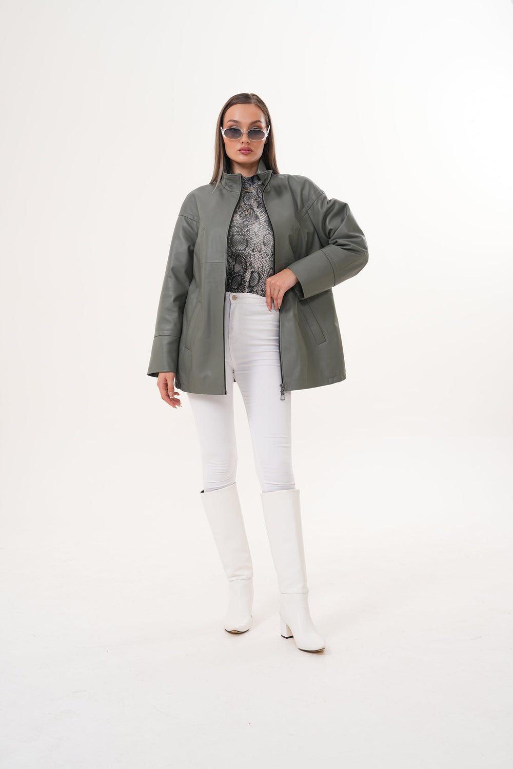 The Sierra Olive Green Leather Jacket