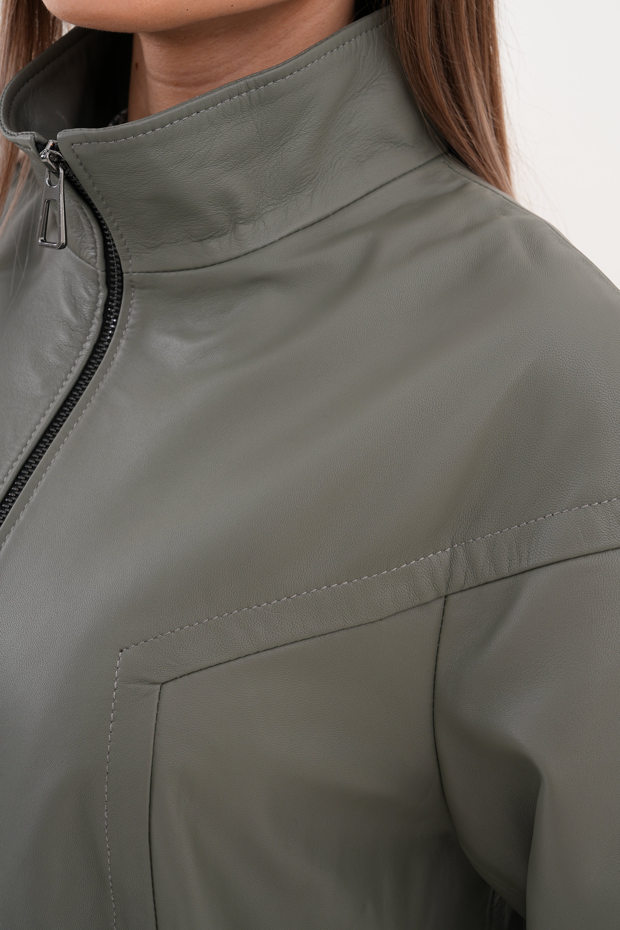 The Sierra Olive Green Leather Jacket